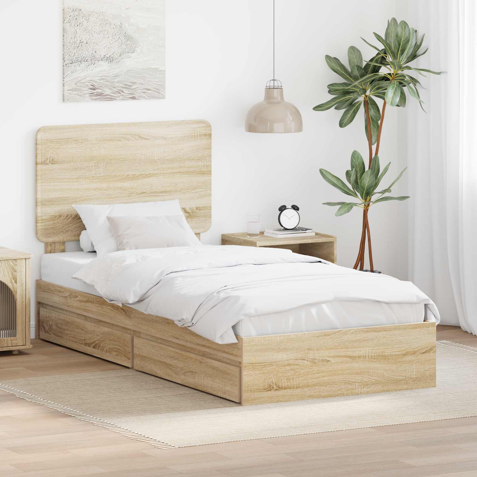 Lit de Rangement Chêne Sonoma 90 x 200 cm Bois d'ingénierie - XIOS