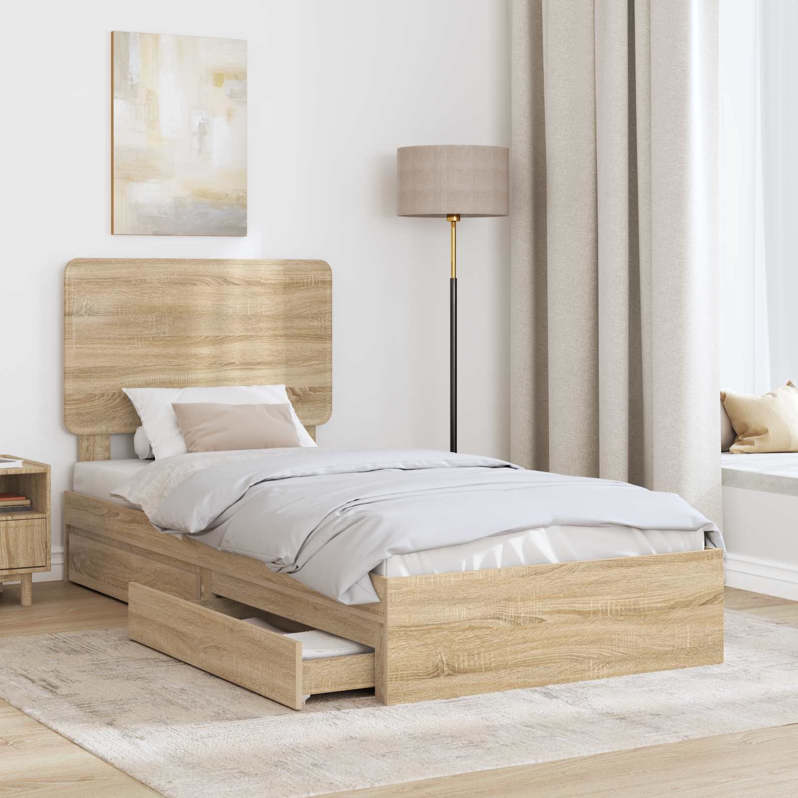 Lit de Rangement Chêne Sonoma 90 x 200 cm Bois d'ingénierie - XIOS
