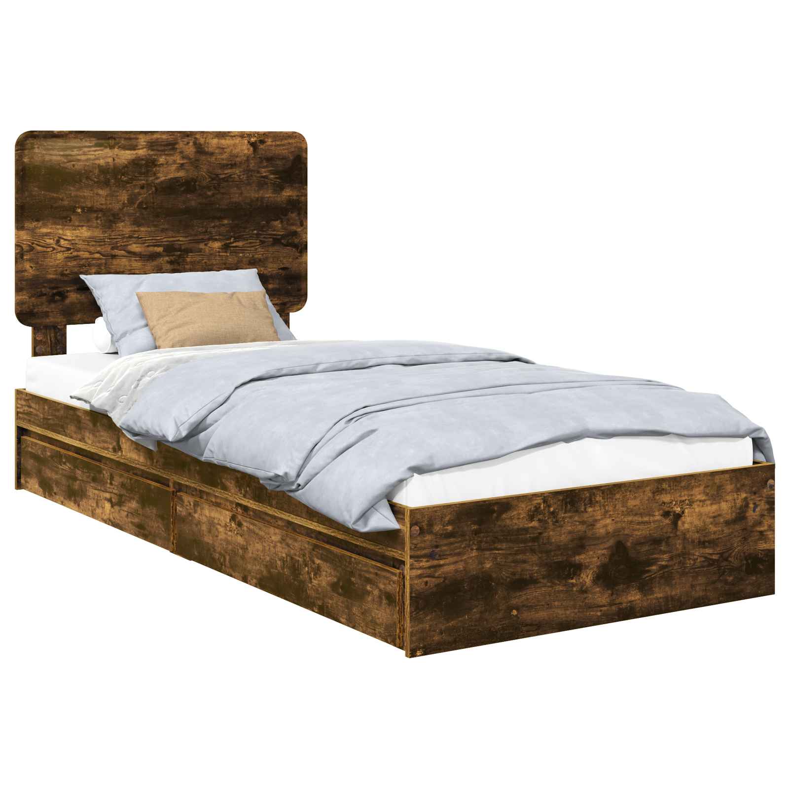 Lit de Rangement Chêne fumé 90 x 200 cm Bois d'ingénierie - XIOS
