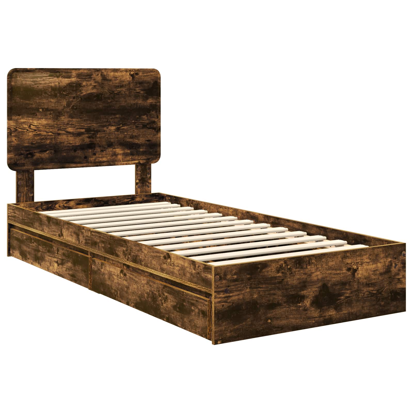 Lit de Rangement Chêne fumé 90 x 200 cm Bois d'ingénierie - XIOS