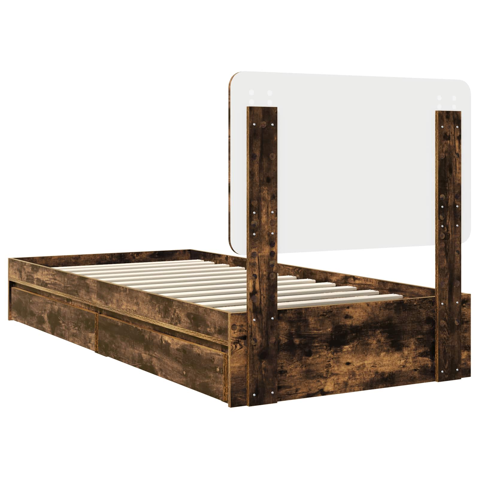 Lit de Rangement Chêne fumé 90 x 200 cm Bois d'ingénierie - XIOS
