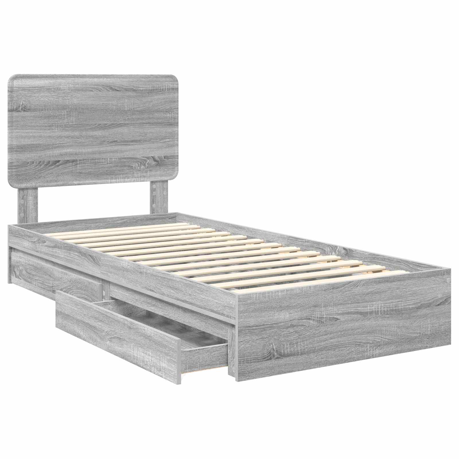 Lit de Rangement Gris Sonoma 90 x 200 cm Bois d'ingénierie - XIOS