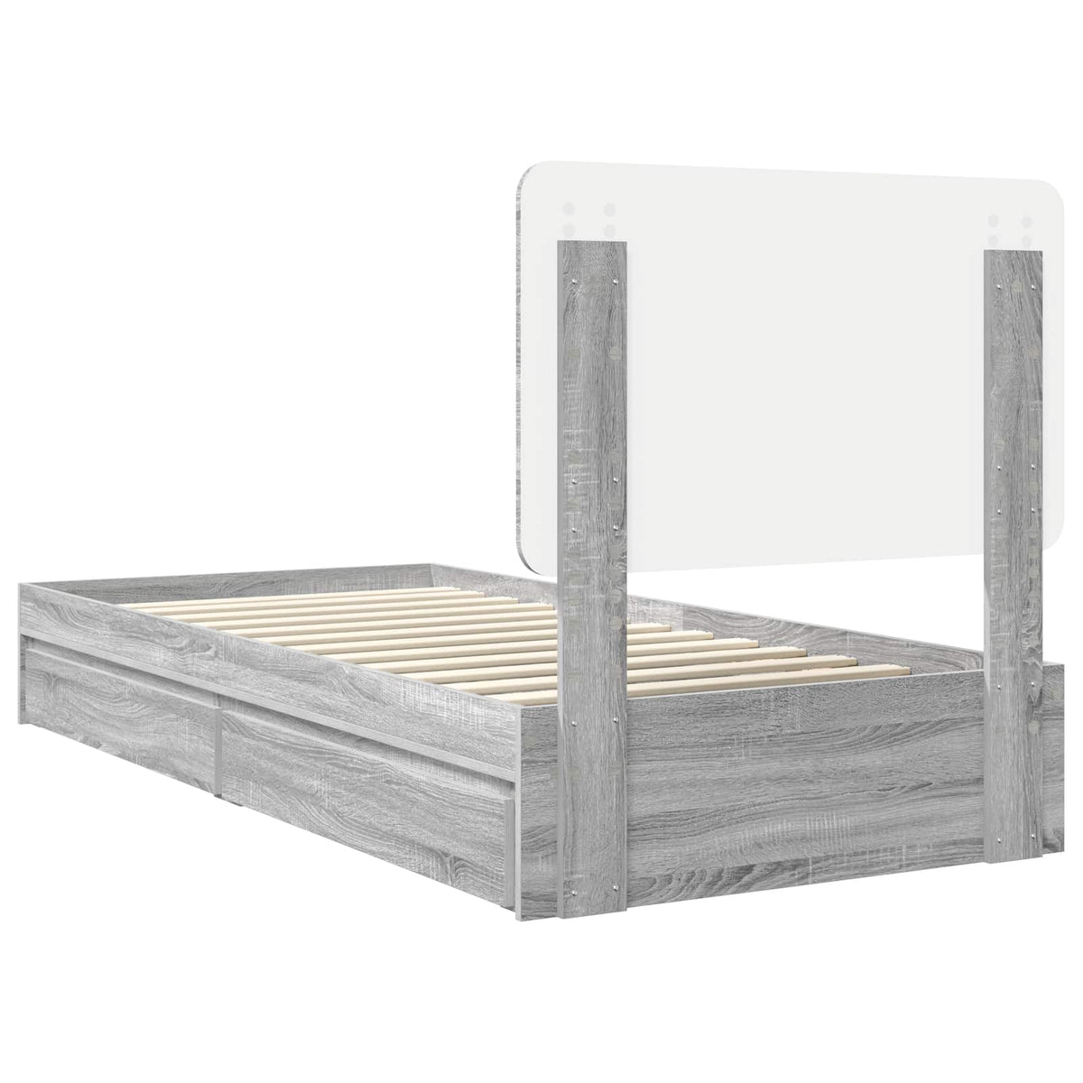 Lit de Rangement Gris Sonoma 90 x 200 cm Bois d'ingénierie