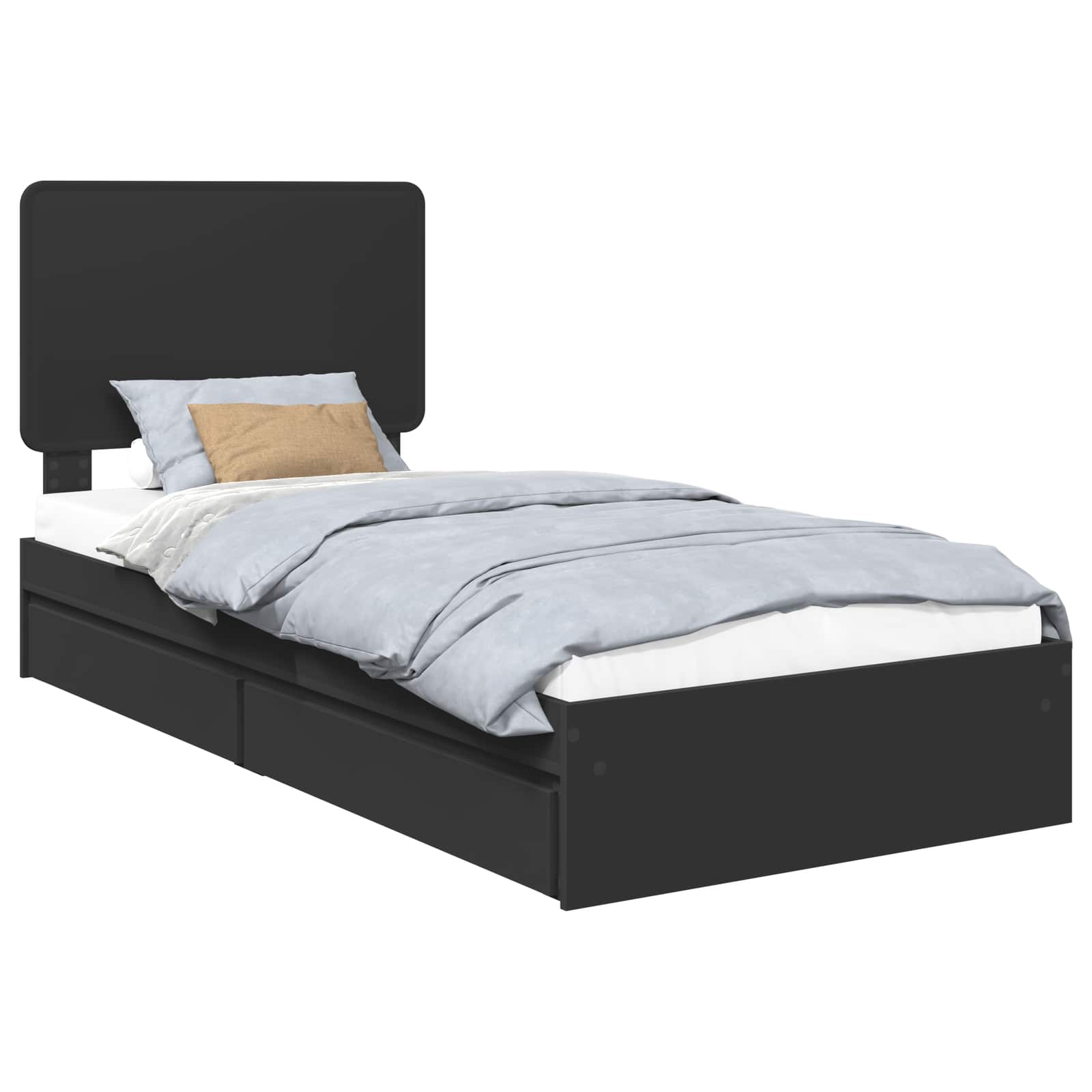 Lit de Rangement avec tiroir Noir 90 x 190 cm Bois d'ingénierie - XIOS
