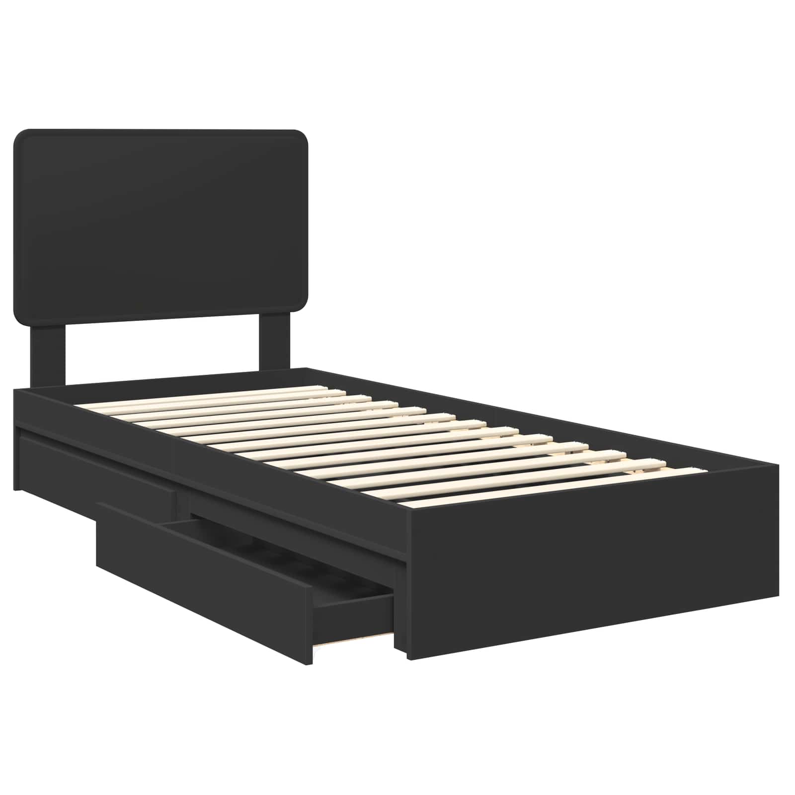 Lit de Rangement avec tiroir Noir 90 x 190 cm Bois d'ingénierie - XIOS