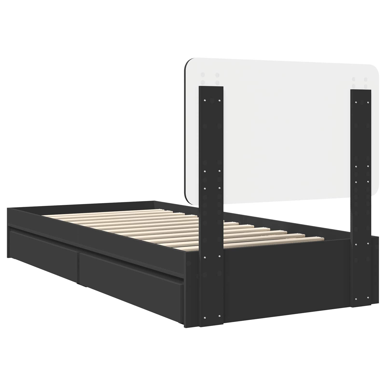 Lit de Rangement avec tiroir Noir 90 x 190 cm Bois d'ingénierie - XIOS