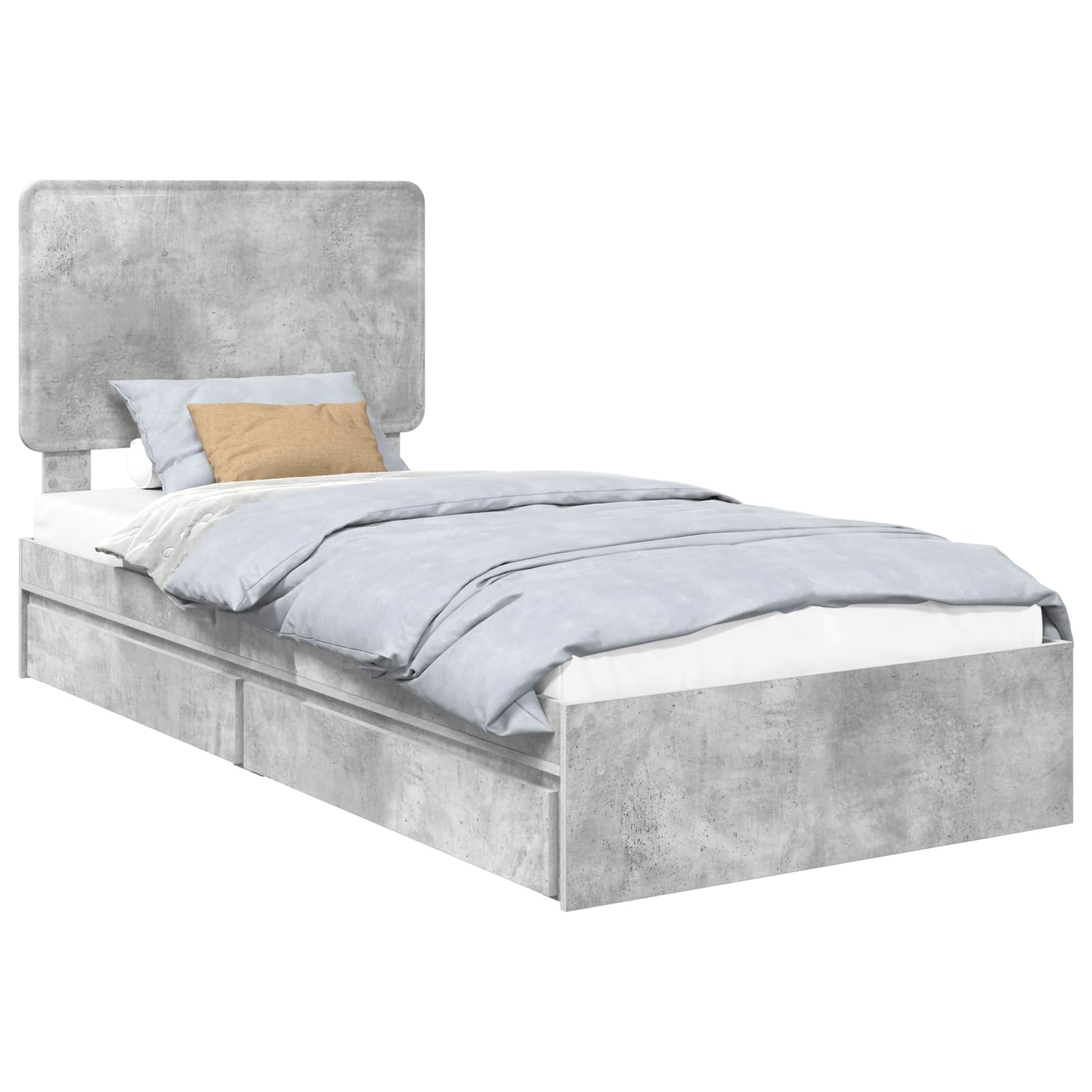 Lit de Rangement Gris béton 90 x 190 cm Bois d'ingénierie - XIOS