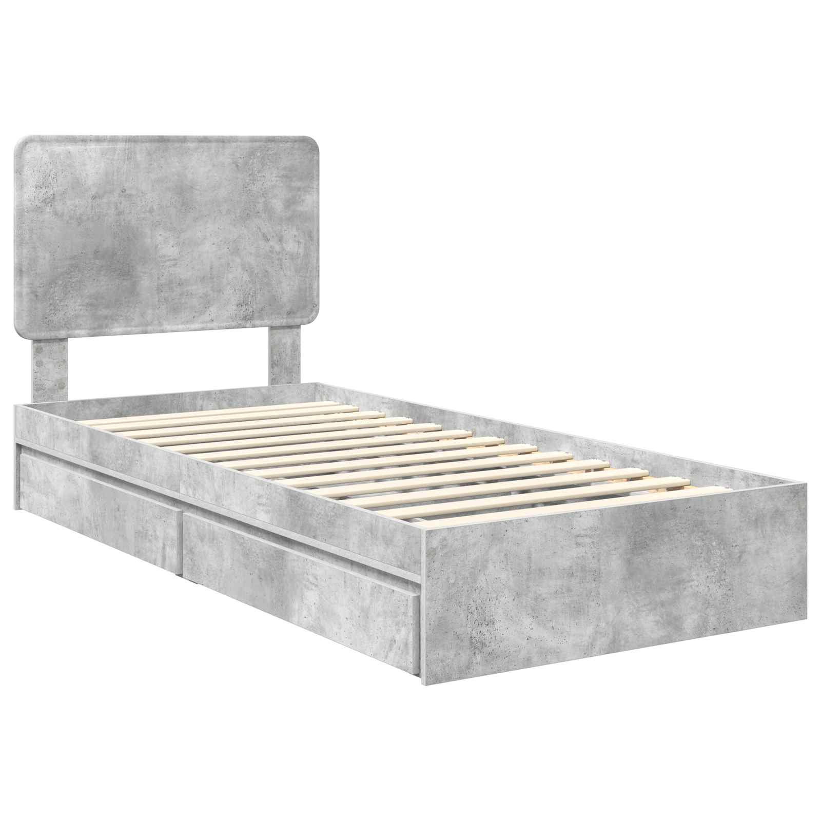 Lit de Rangement Gris béton 90 x 190 cm Bois d'ingénierie - XIOS