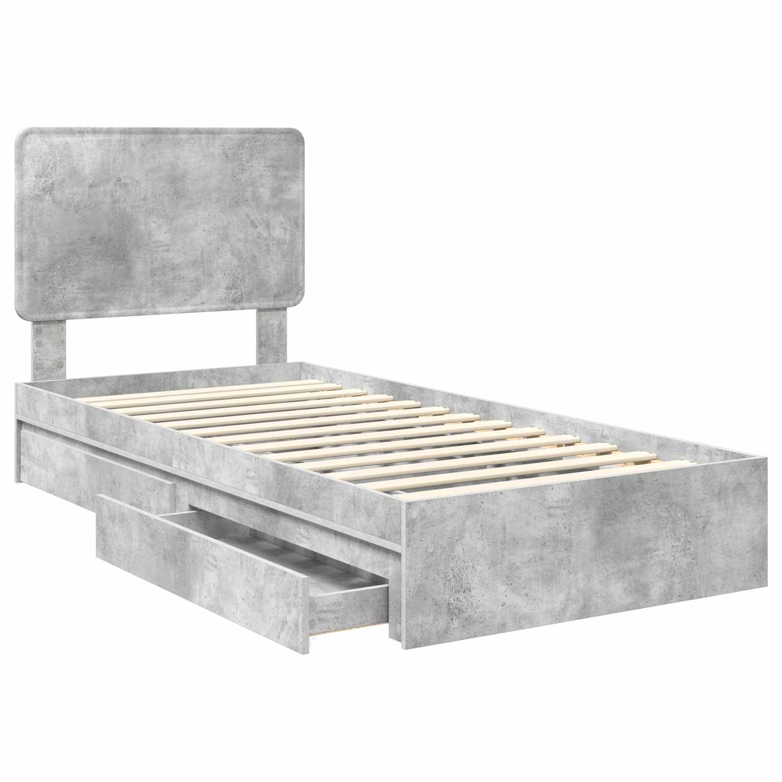 Lit de Rangement Gris béton 90 x 190 cm Bois d'ingénierie - XIOS