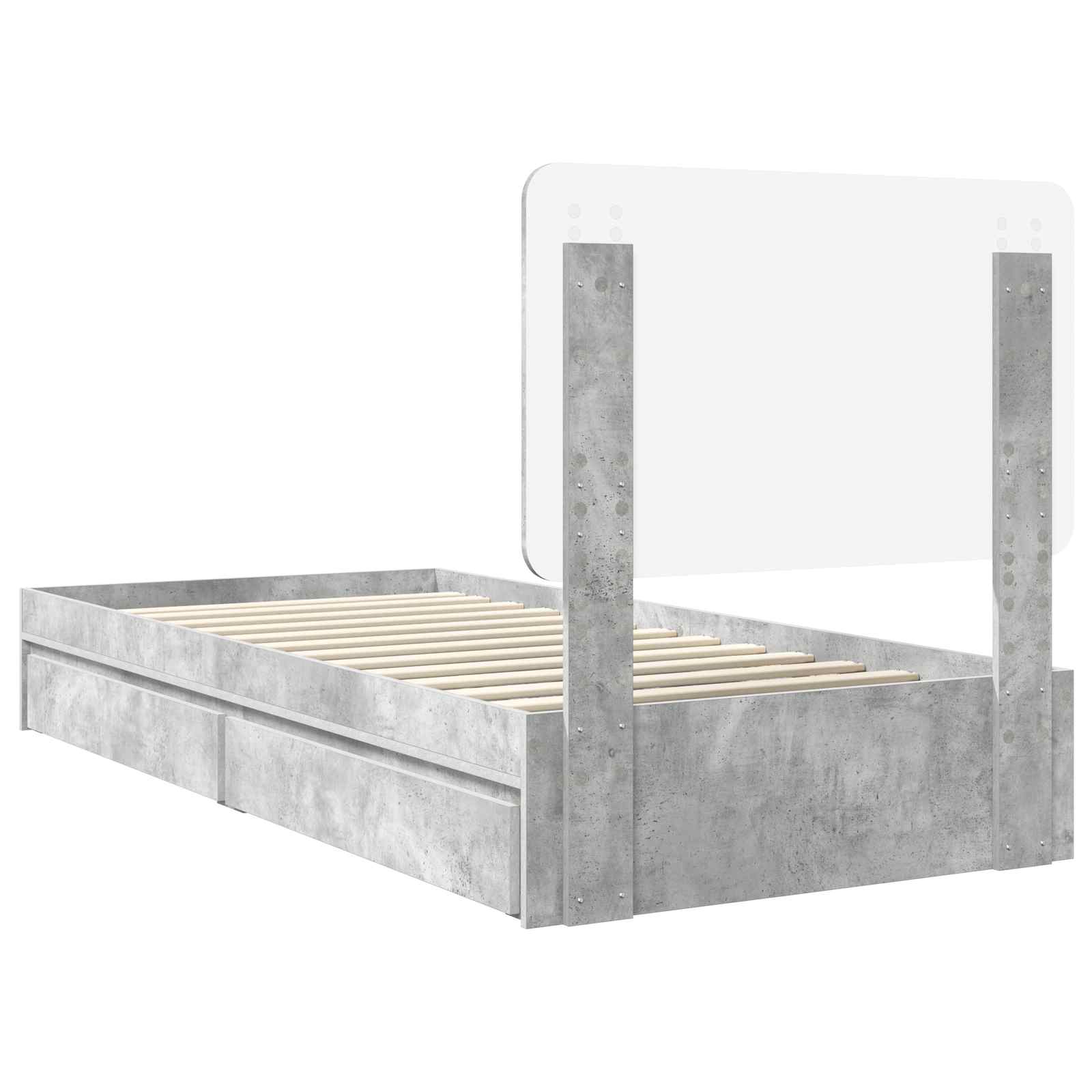 Lit de Rangement Gris béton 90 x 190 cm Bois d'ingénierie - XIOS