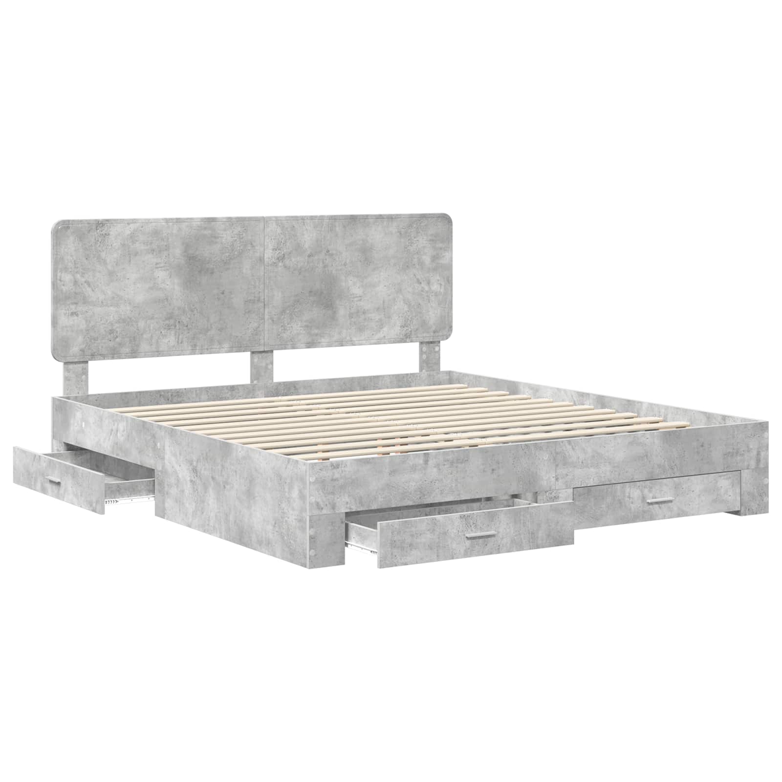 Cadre de lit Gris béton 200 x 200 cm Bois d'ingénierie - XIOS