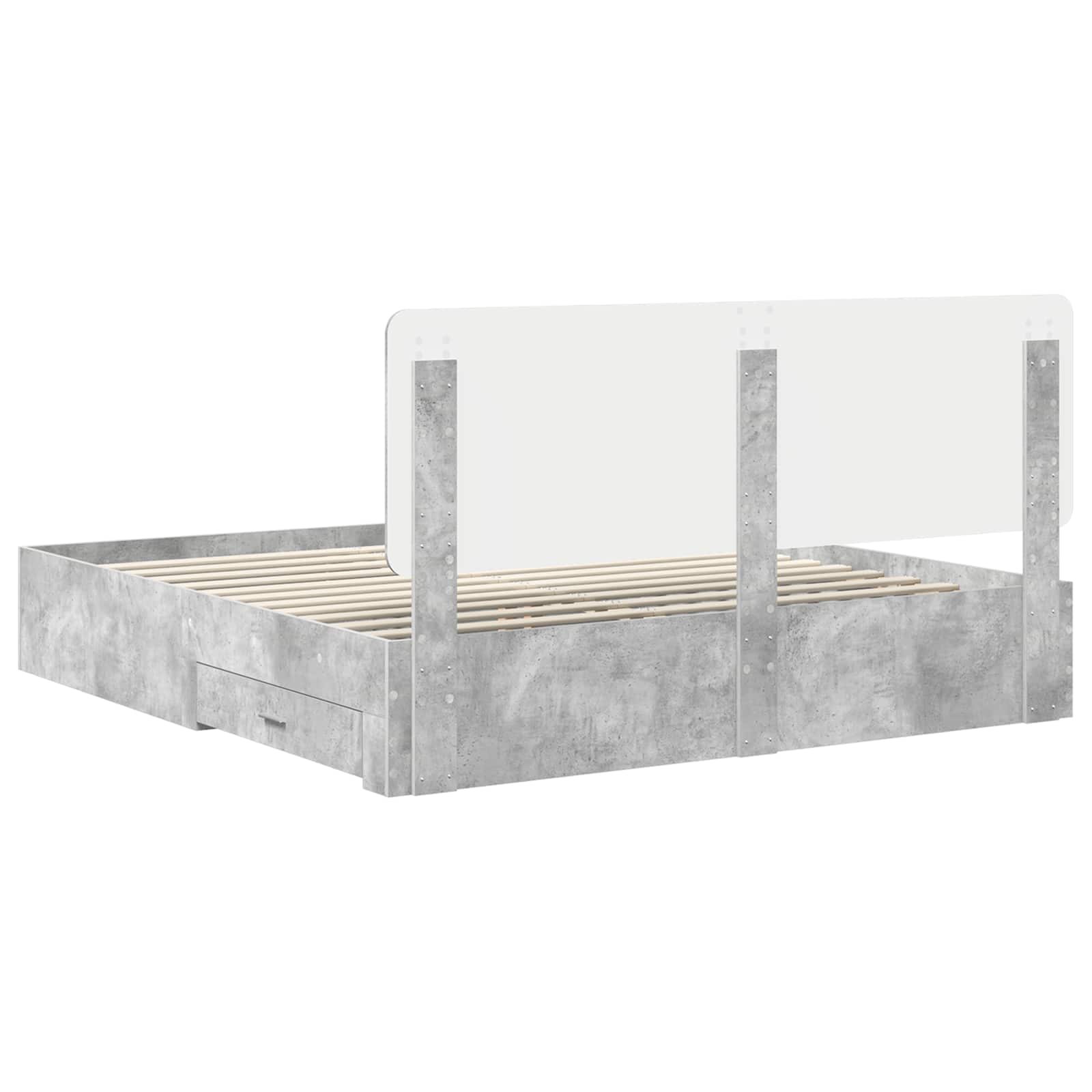 Cadre de lit Gris béton 200 x 200 cm Bois d'ingénierie - XIOS