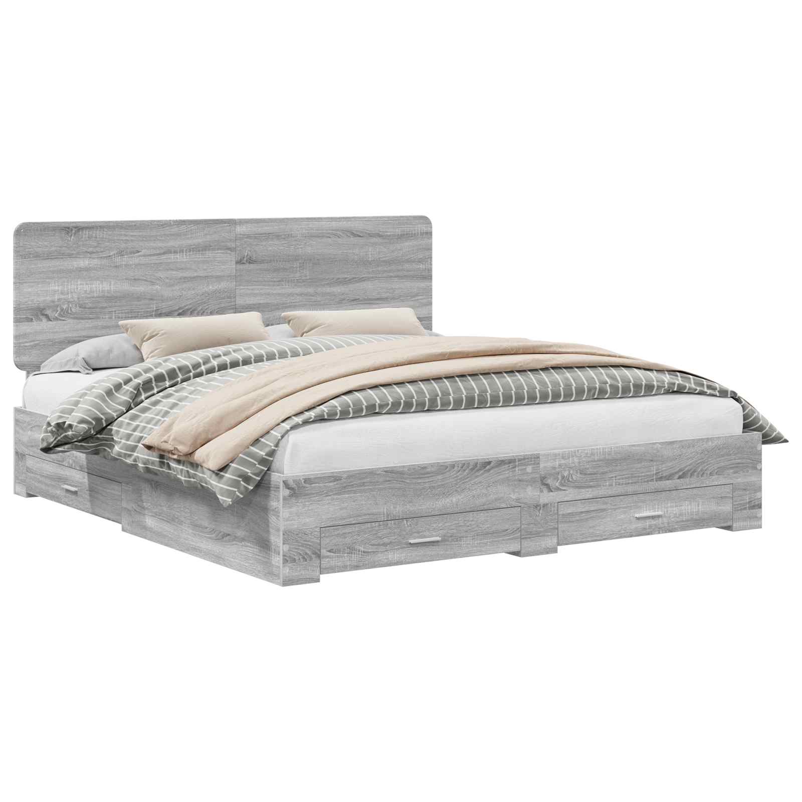 Cadre de lit Gris Sonoma 200 x 200 cm Bois d'ingénierie - XIOS