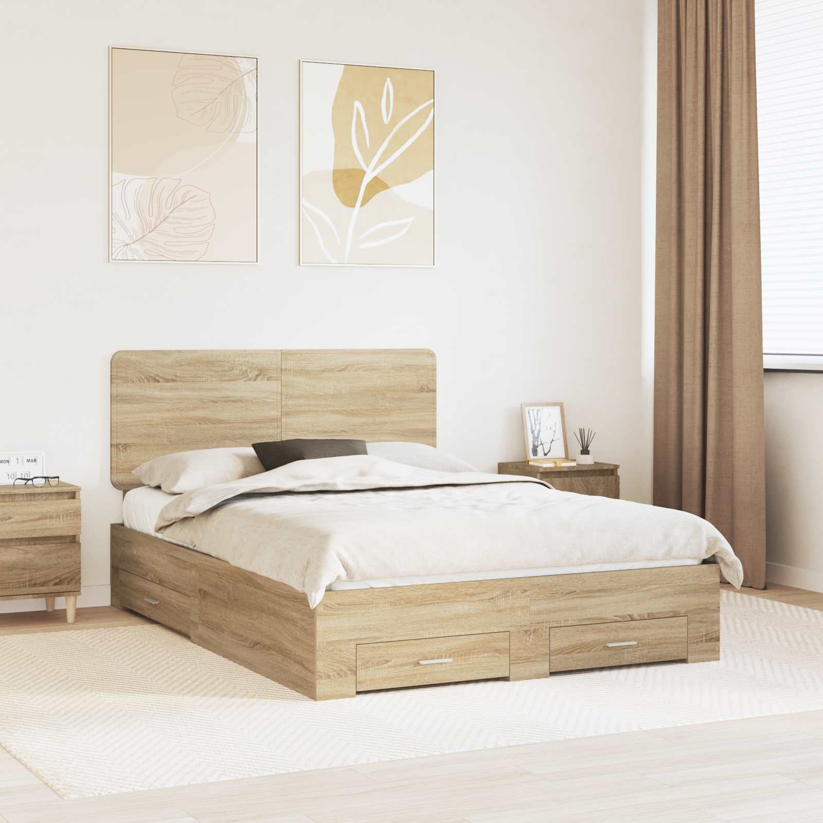 Cadre de lit Chêne Sonoma 150 x 200 cm Bois d'ingénierie - XIOS