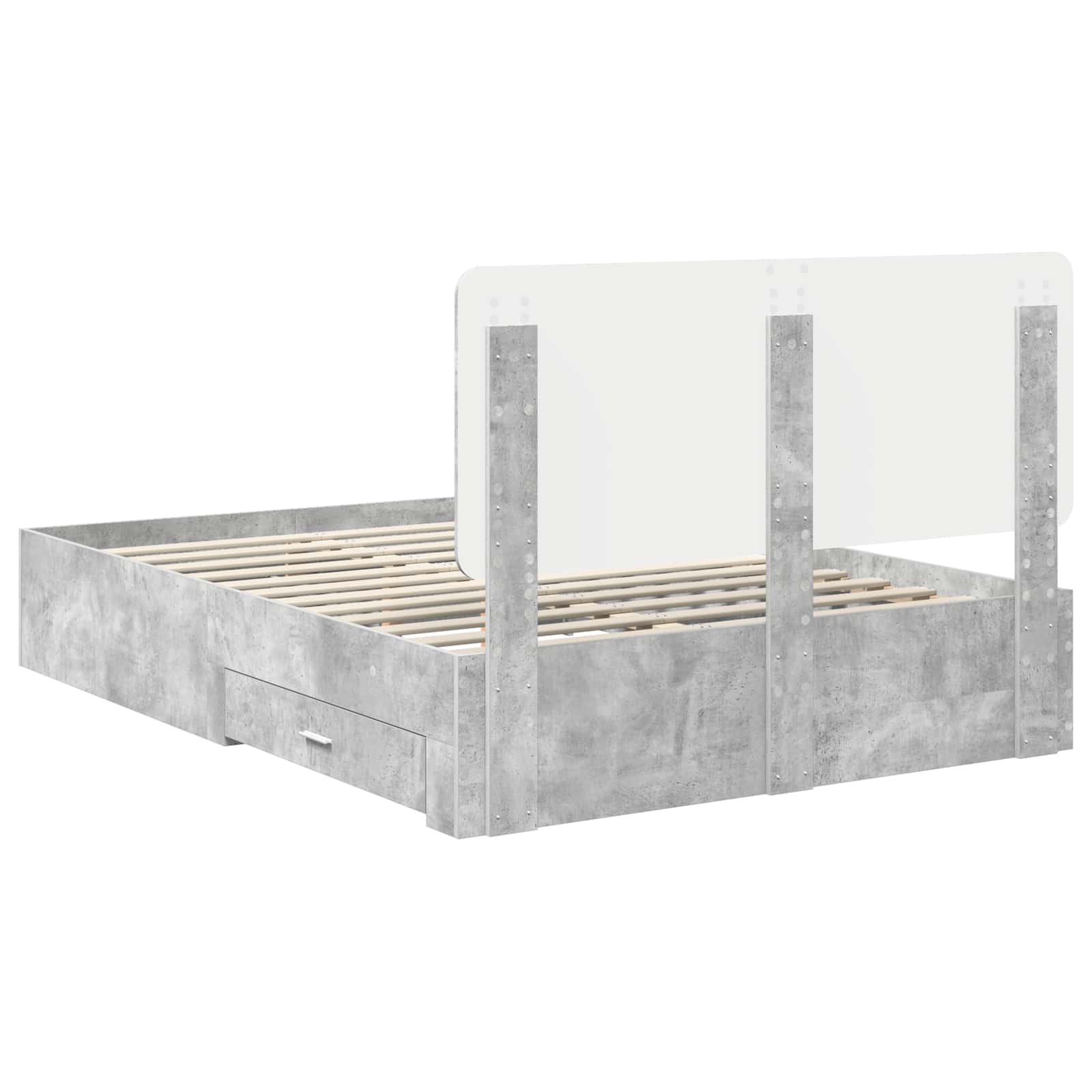 Cadre de lit Gris béton 150 x 200 cm Bois d'ingénierie - XIOS