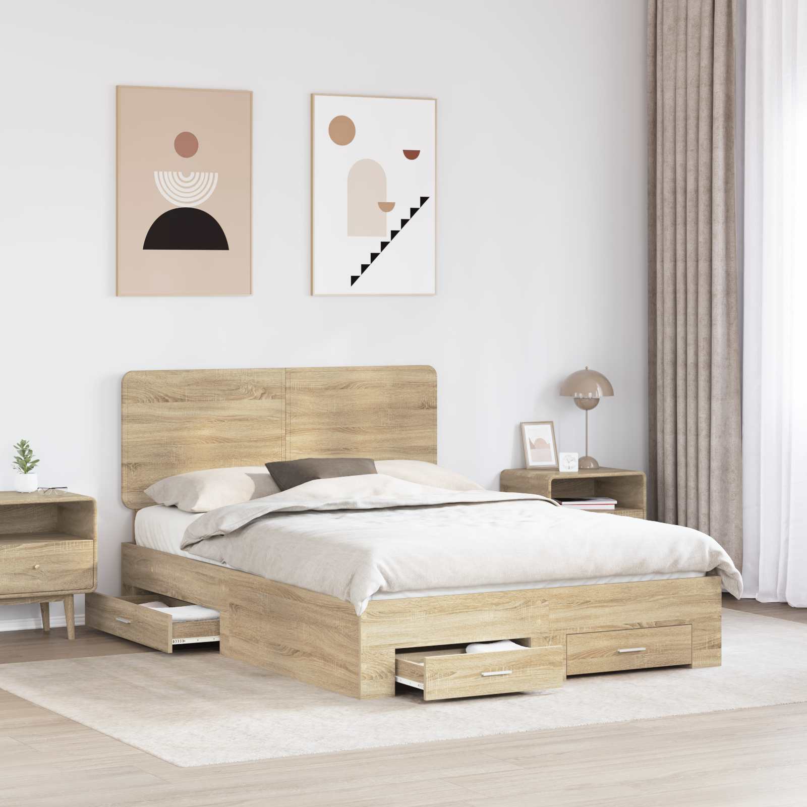 Cadre de lit Chêne Sonoma 140 x 190 cm Bois d'ingénierie - XIOS