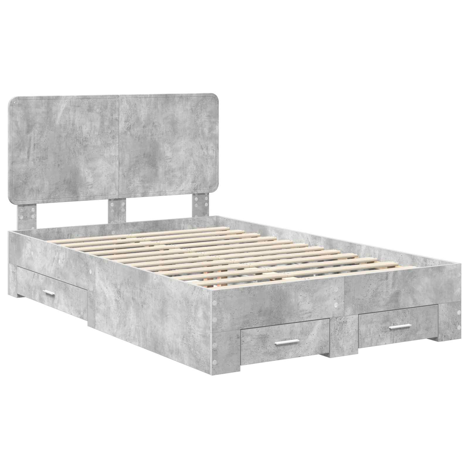 Cadre de lit Gris béton 135 x 190 cm Bois d'ingénierie - XIOS