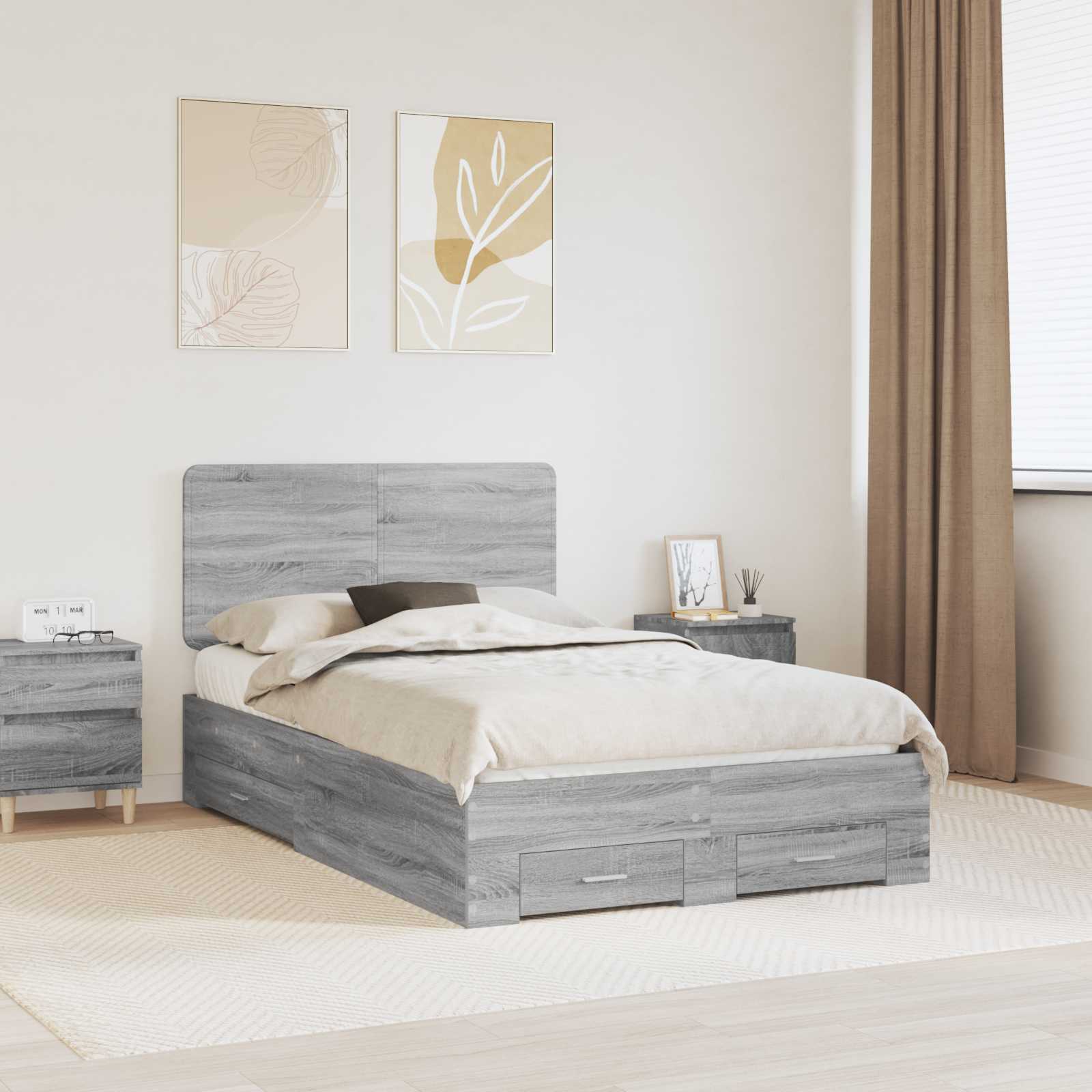 Cadre de lit Gris Sonoma 120 x 200 cm Bois d'ingénierie - XIOS