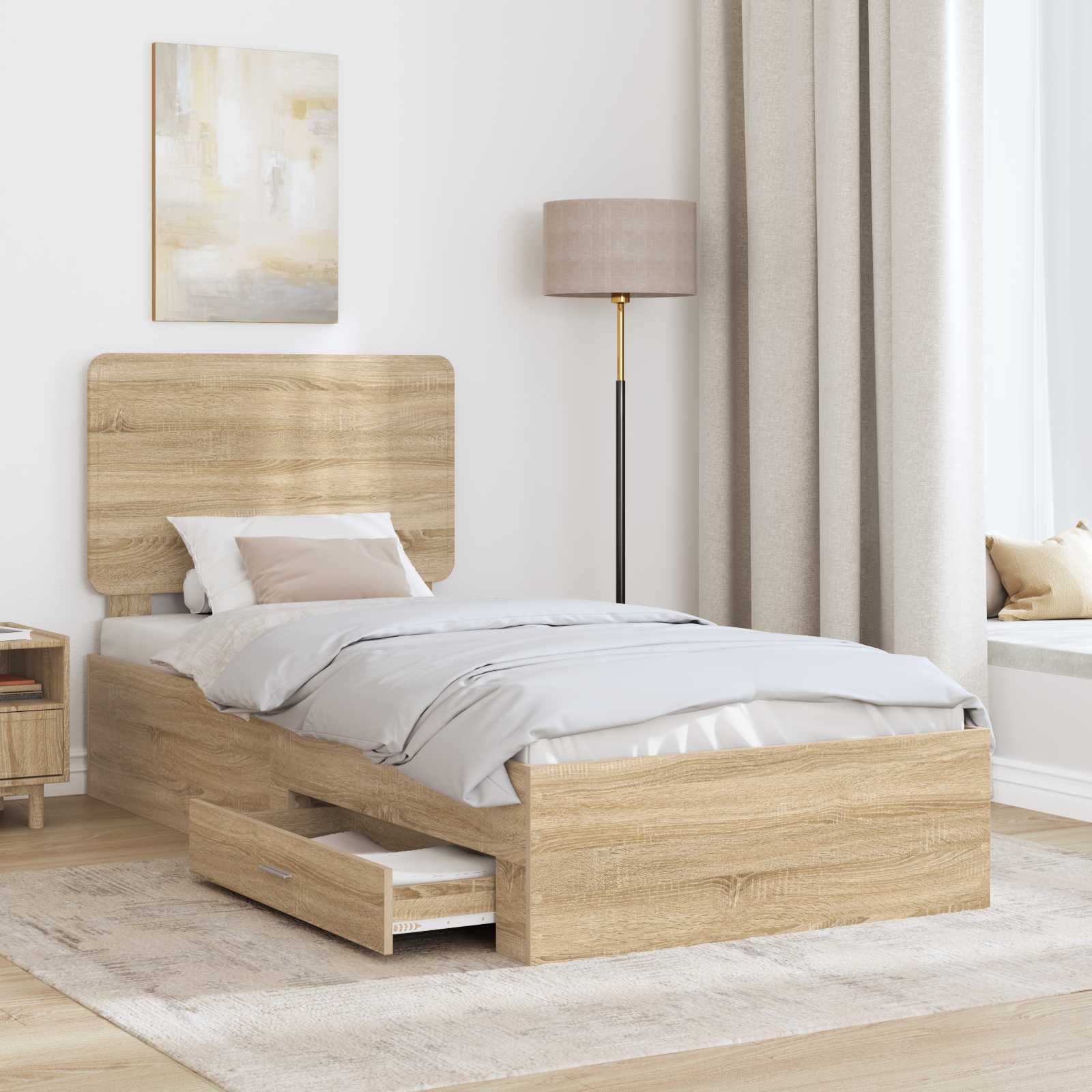 Cadre de lit Chêne Sonoma 100 x 200 cm Bois d'ingénierie - XIOS