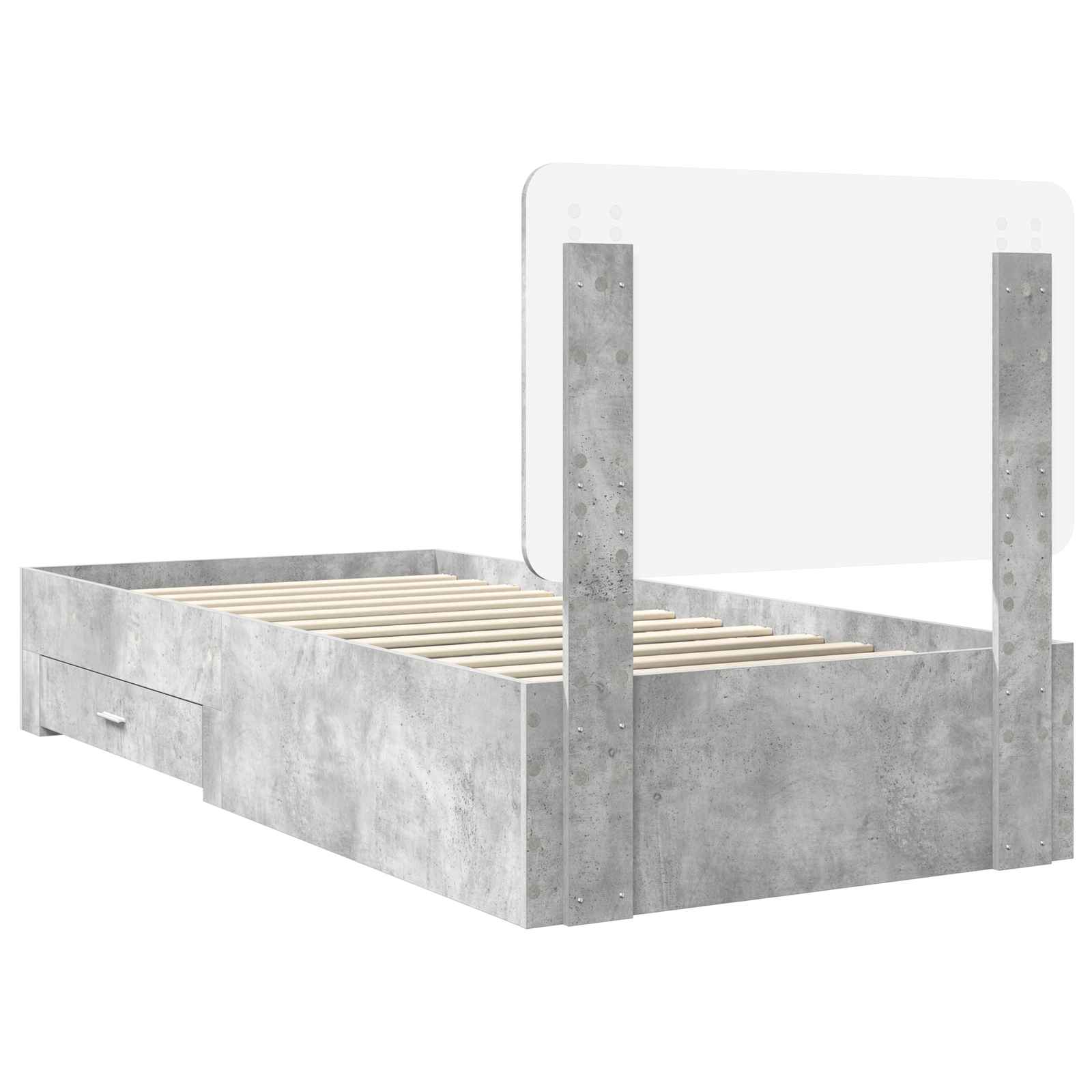 Cadre de lit Gris béton 90 x 190 cm Bois d'ingénierie - XIOS