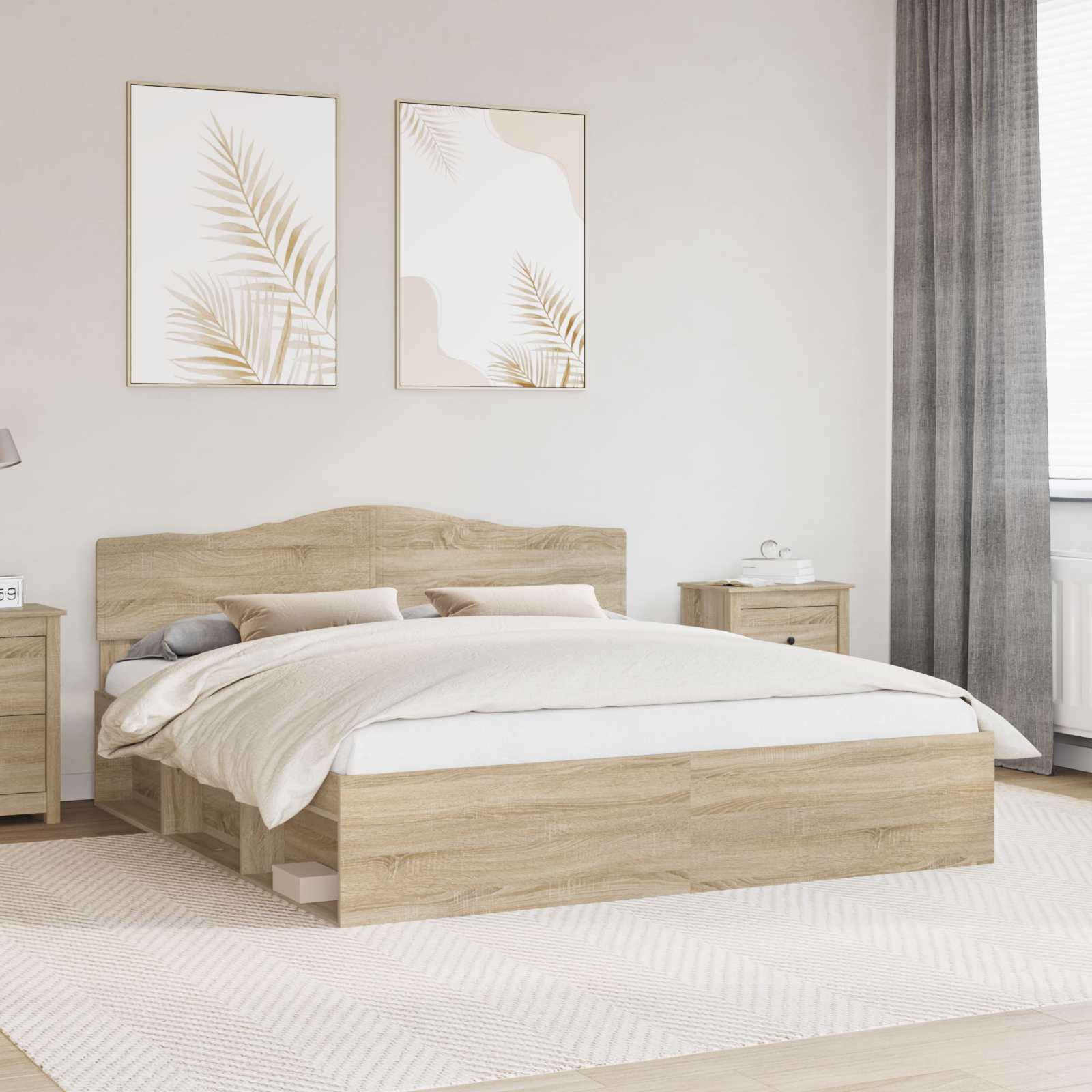 Cadre de lit Sonoma 200 x 200 cm Bois de pin massif - XIOS