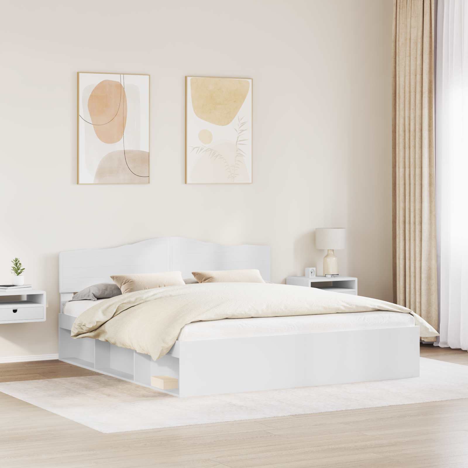 Cadre de lit Blanc 180 x 200 cm Bois de pin massif - XIOS