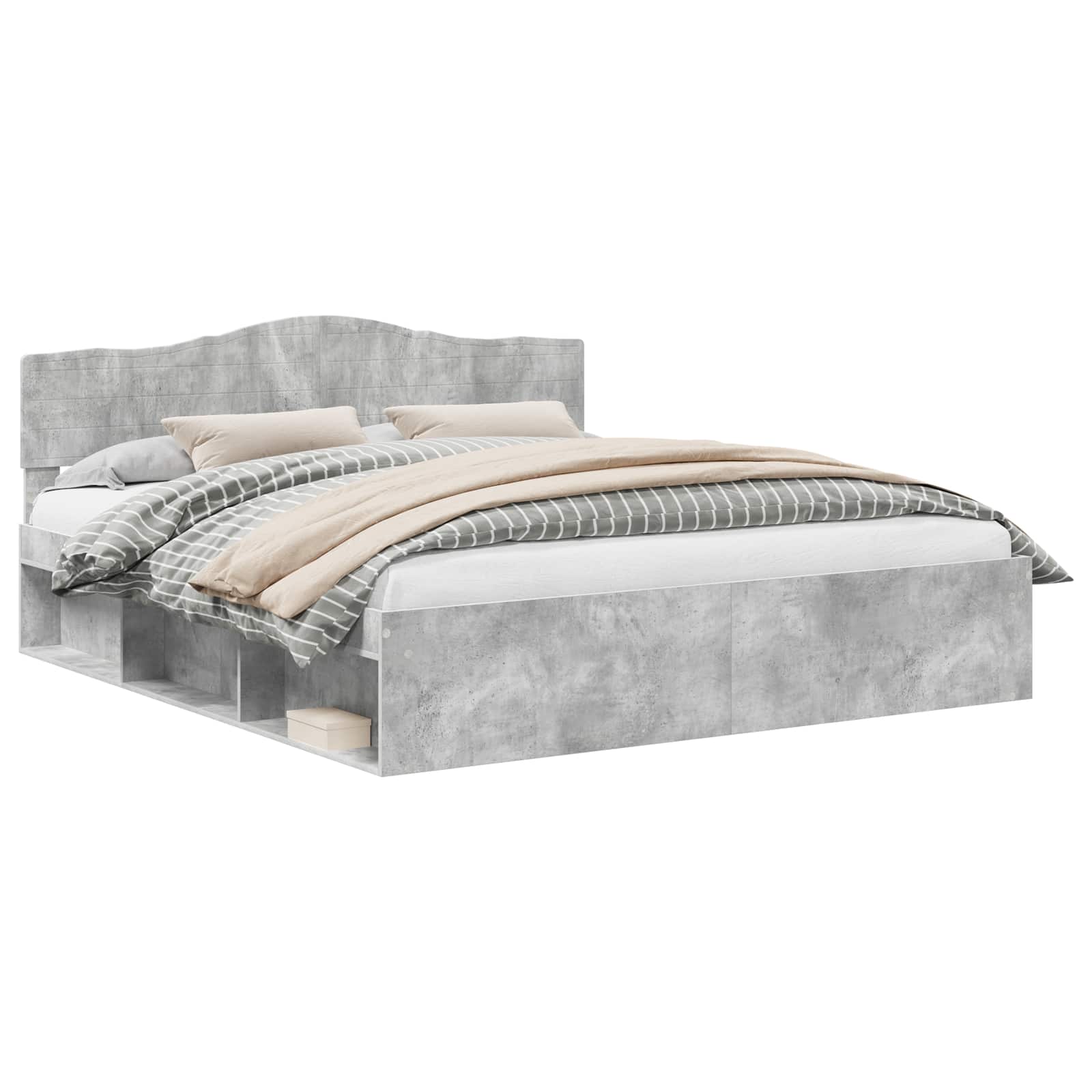 Cadre de lit Béton 180 x 200 cm Bois de pin massif - XIOS