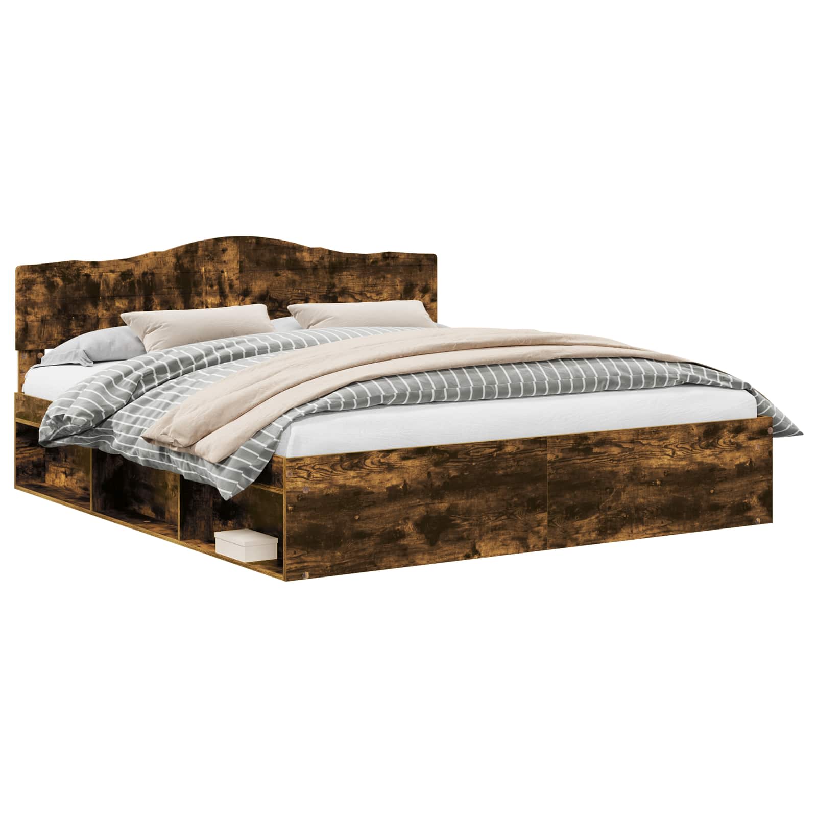 Cadre de lit Chêne fumé 180 x 200 cm Bois de pin massif - XIOS