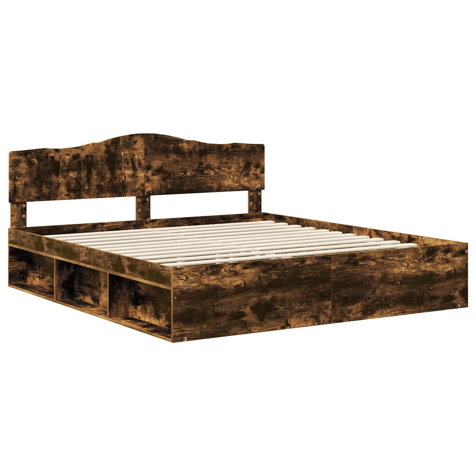 Cadre de lit Chêne fumé 180 x 200 cm Bois de pin massif - XIOS