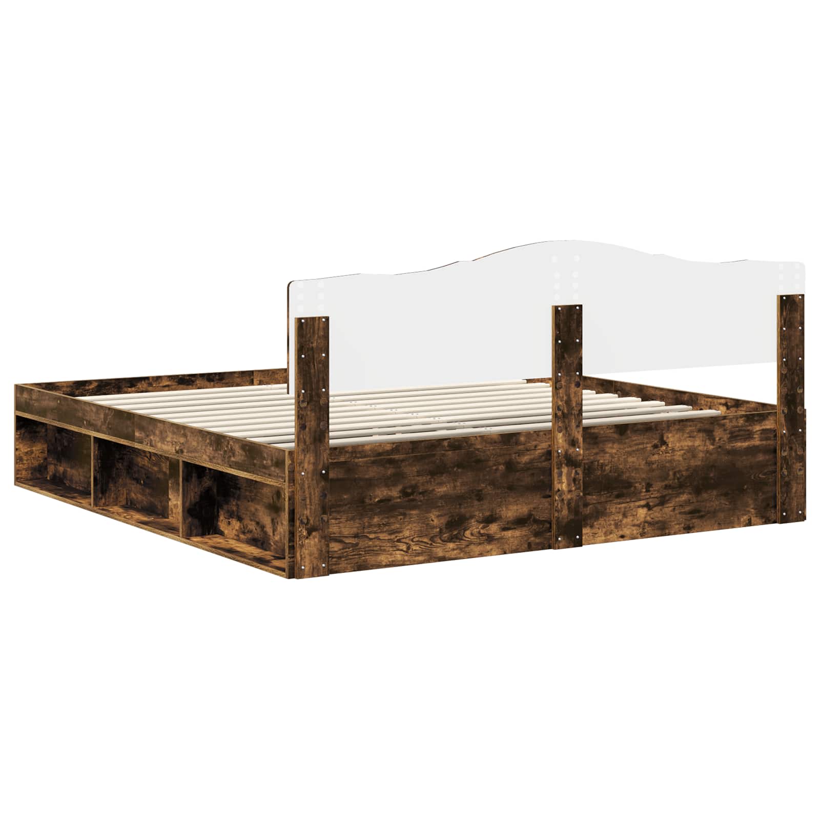 Cadre de lit Chêne fumé 180 x 200 cm Bois de pin massif - XIOS