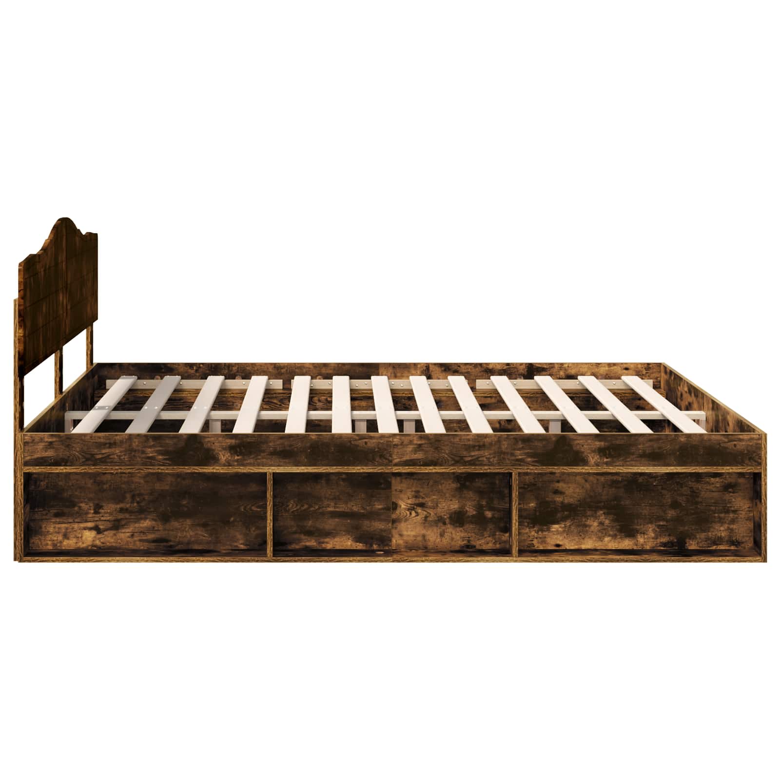 Cadre de lit Chêne fumé 180 x 200 cm Bois de pin massif - XIOS