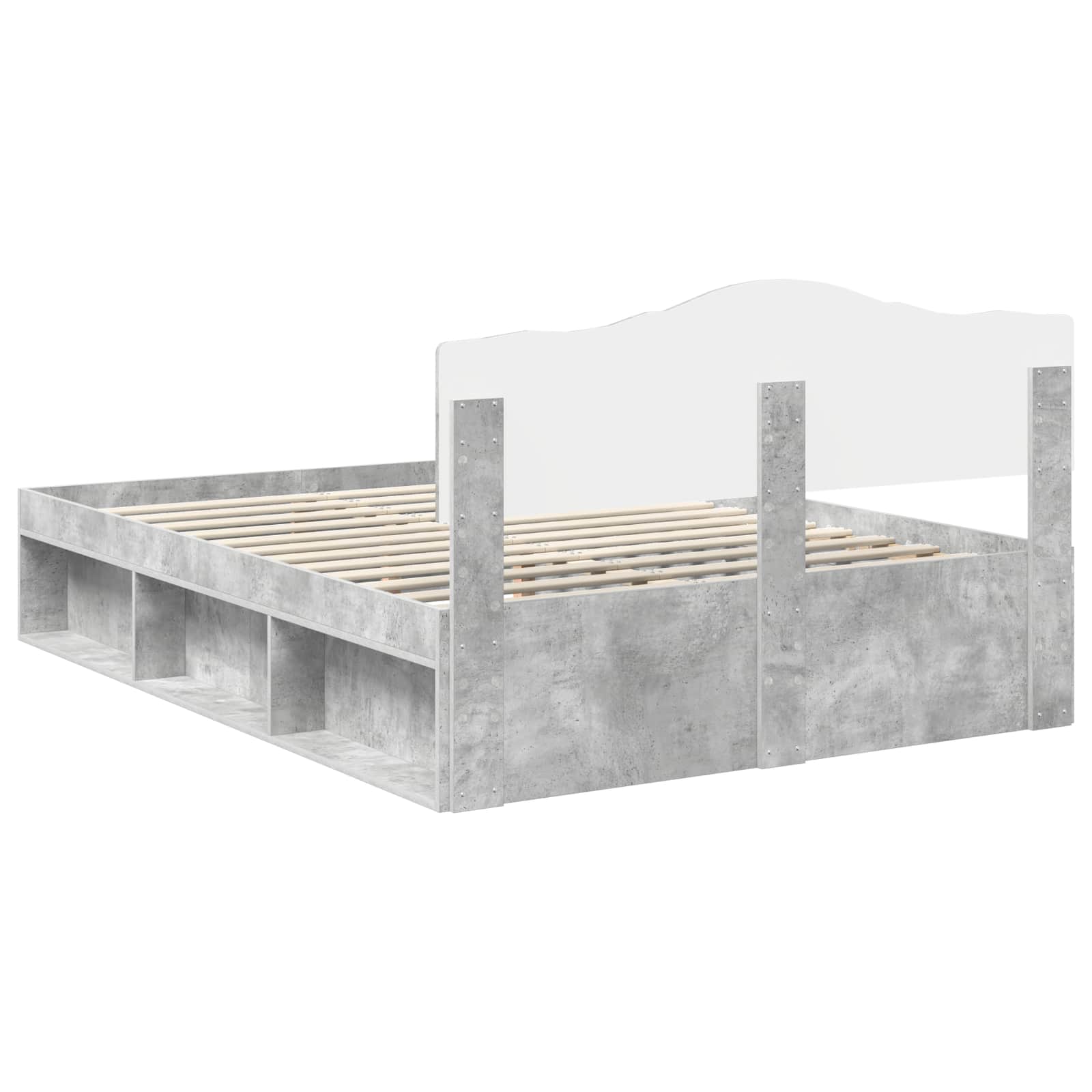 Cadre de lit Gris Béton 150 x 200 cm Bois de pin massif - XIOS