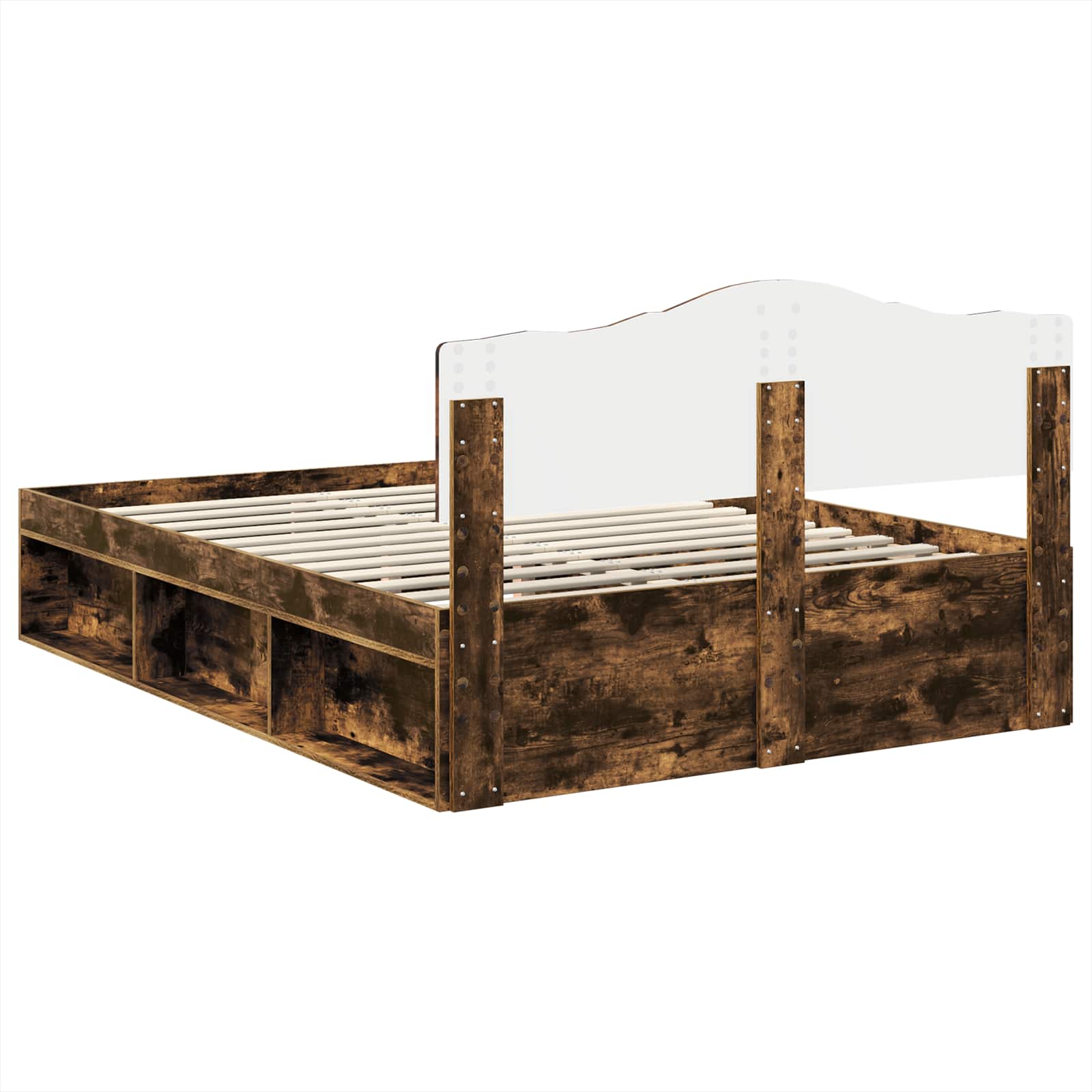 Cadre de lit Chêne fumé 150 x 200 cm Bois de pin massif