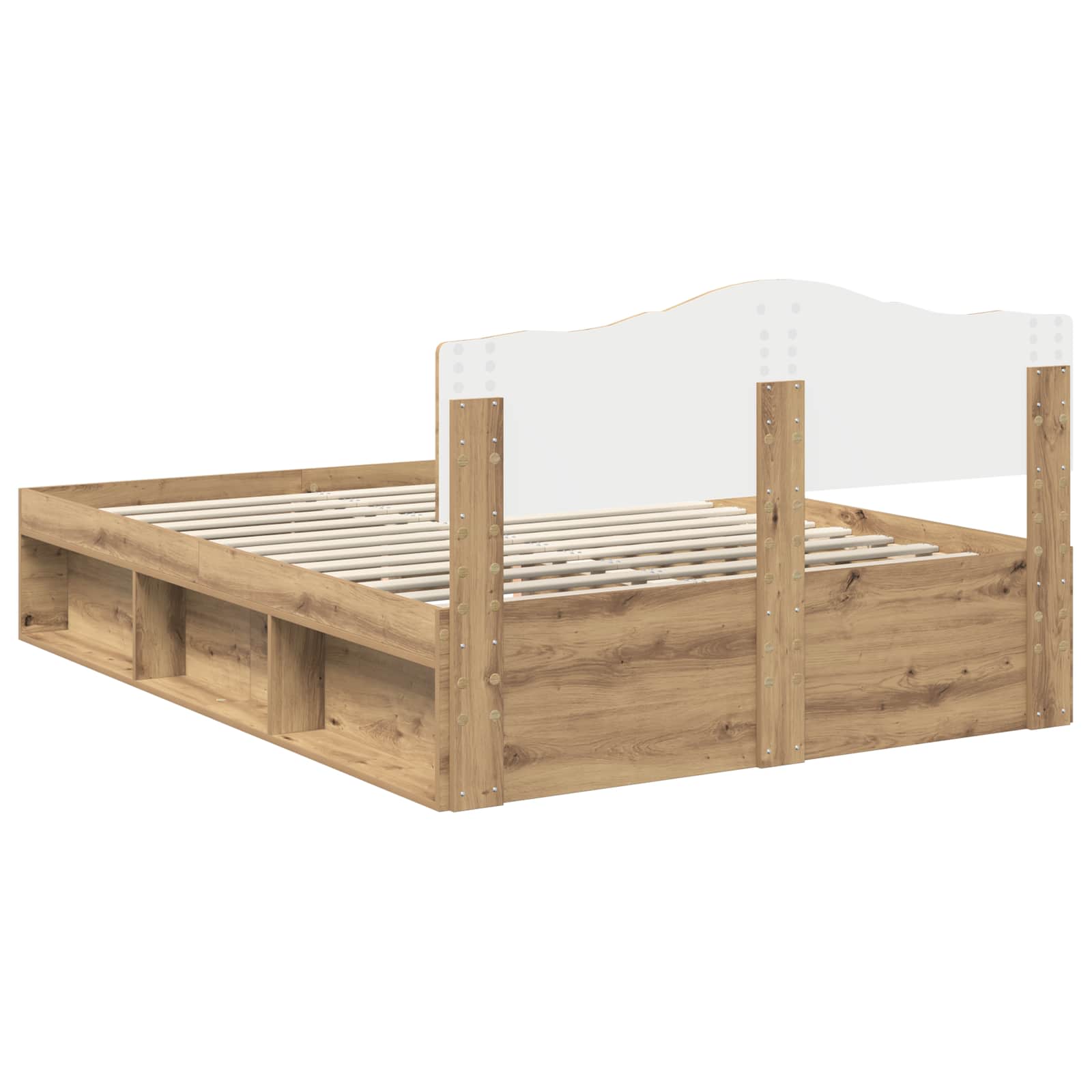 Cadre de lit Chêne artisan 150 x 200 cm Bois de pin massif - XIOS
