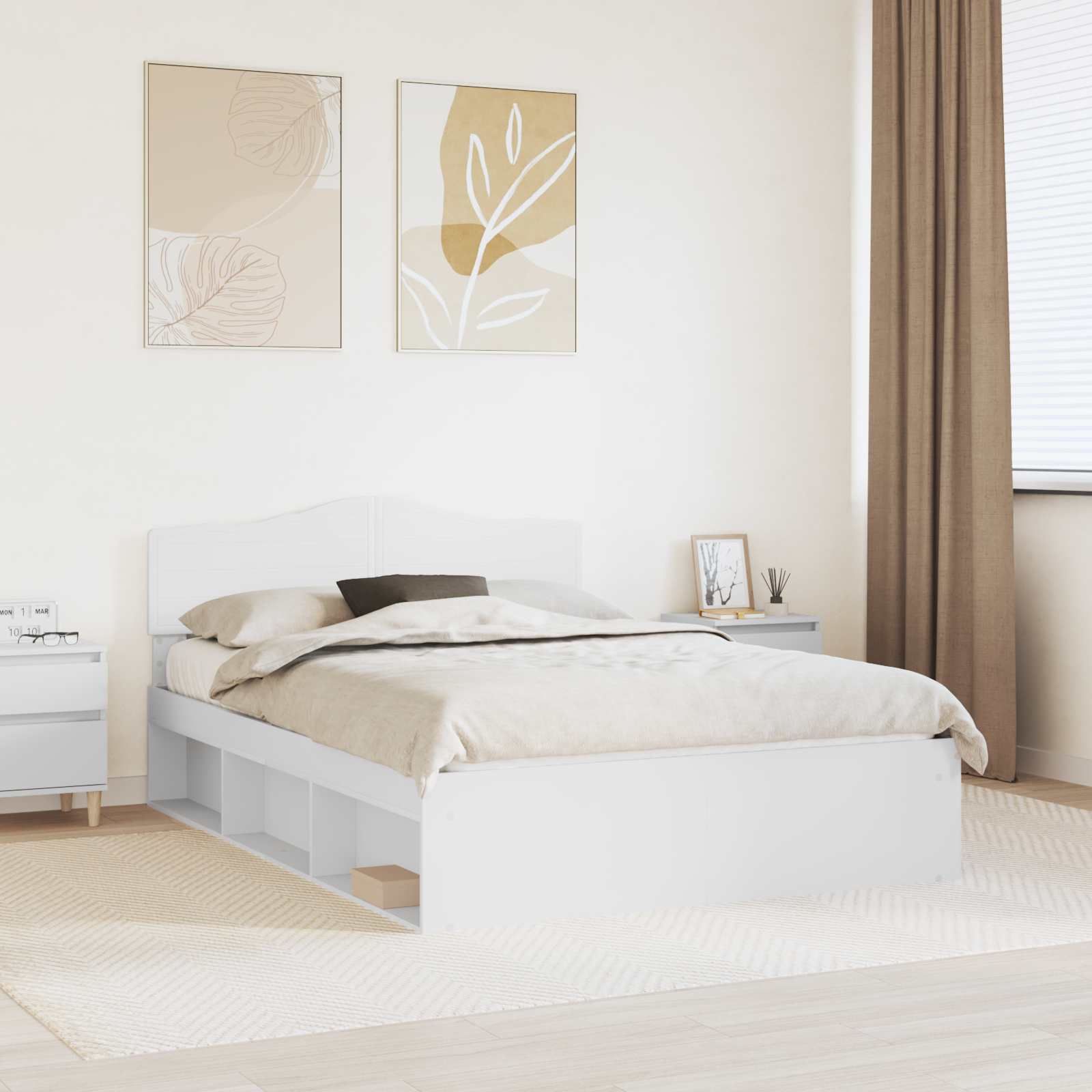 Cadre de lit Blanc 140 x 200 cm Bois de pin massif - XIOS