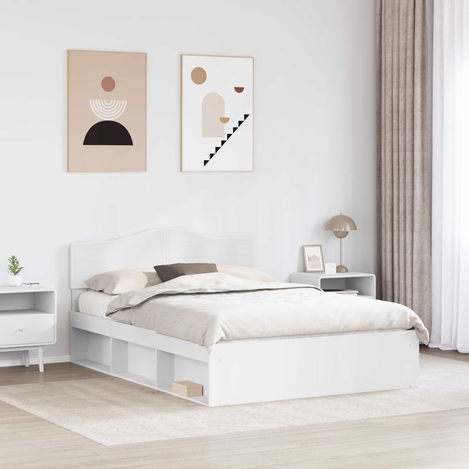 Cadre de lit Blanc 140 x 190 cm Bois de pin massif - XIOS