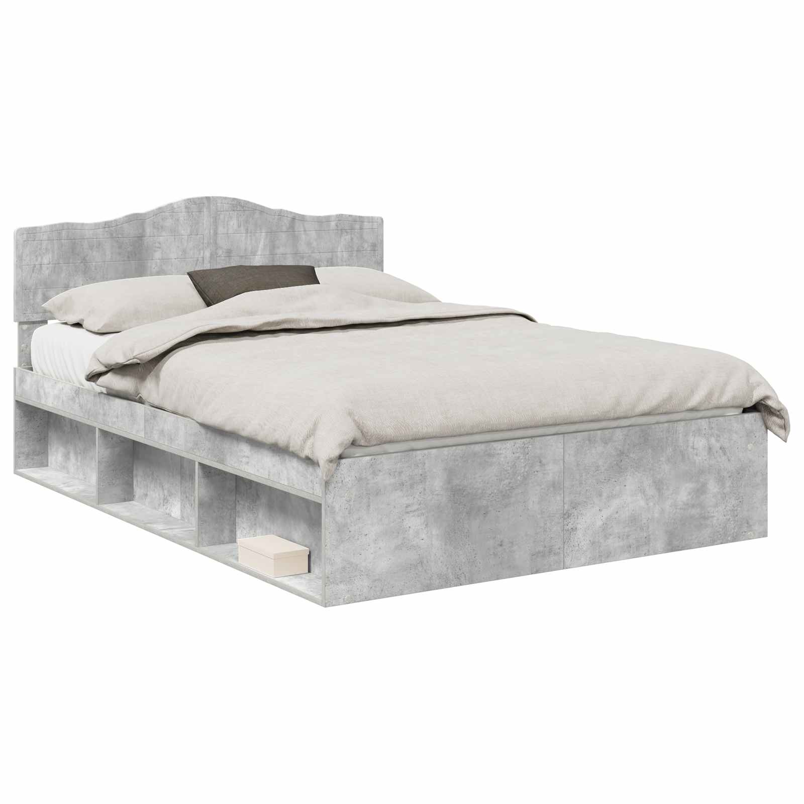 Cadre de lit Béton 140 x 190 cm Bois de pin massif - XIOS