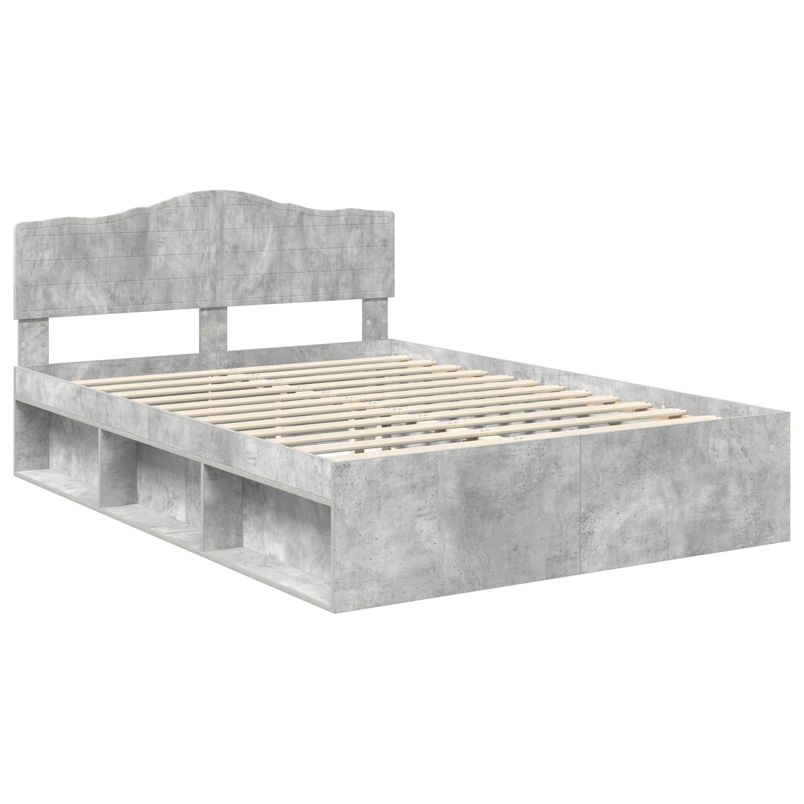 Cadre de lit Béton 140 x 190 cm Bois de pin massif - XIOS