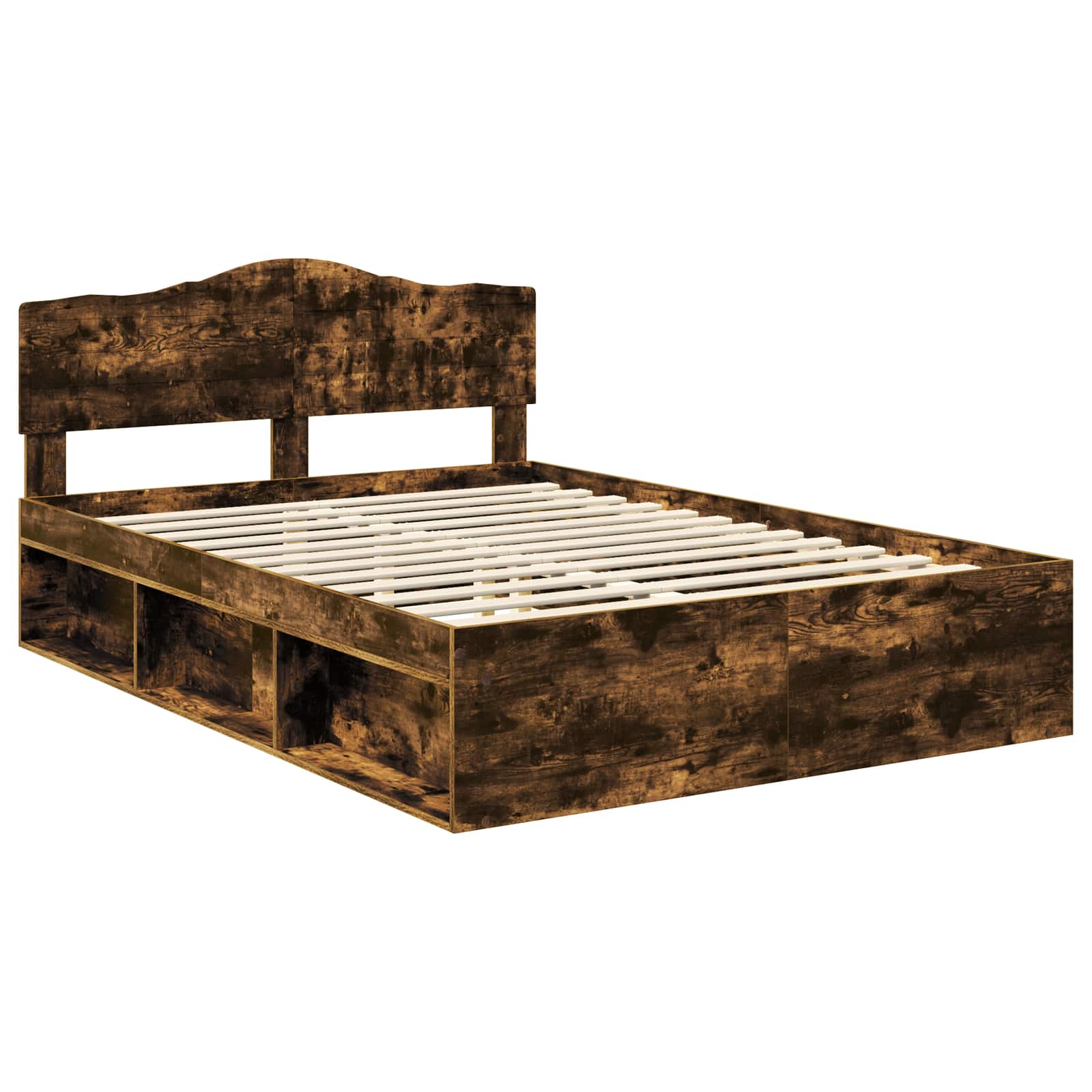 Cadre de lit Chêne fumé 140 x 190 cm Bois de pin massif - XIOS