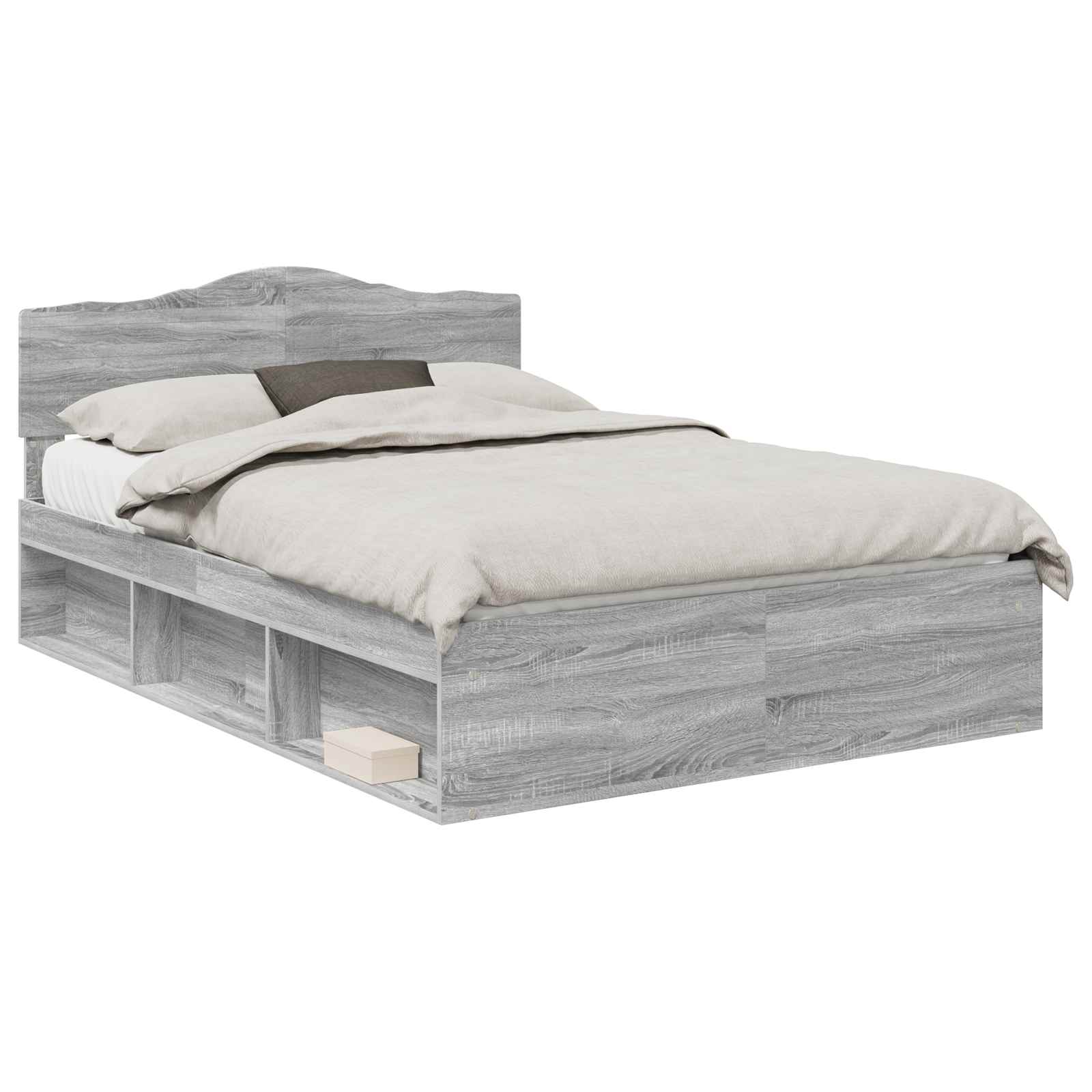 Cadre de lit Gris Sonoma 140 x 190 cm Bois de pin massif - XIOS