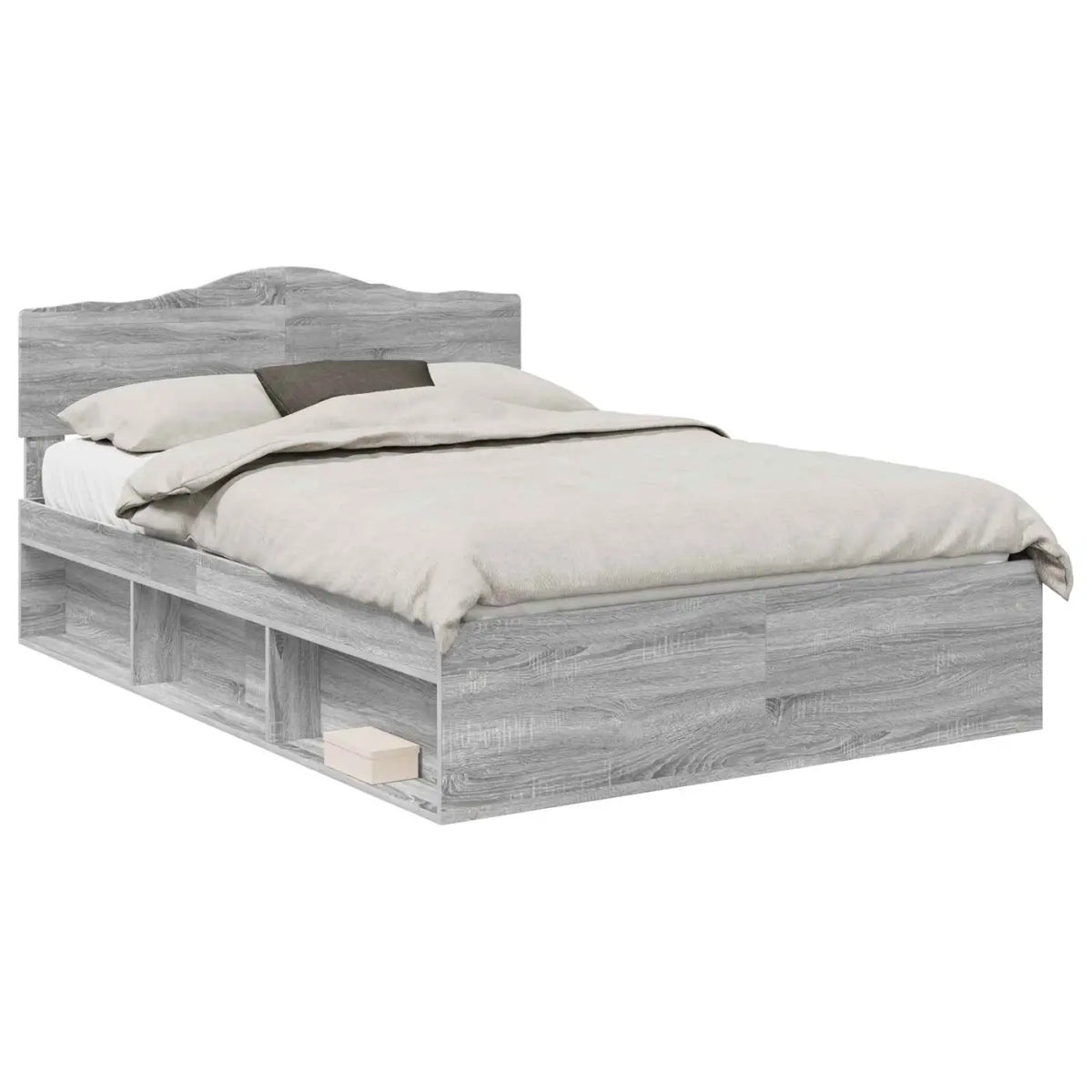 Cadre de lit Gris Sonoma 140 x 190 cm Bois de pin massif - XIOS