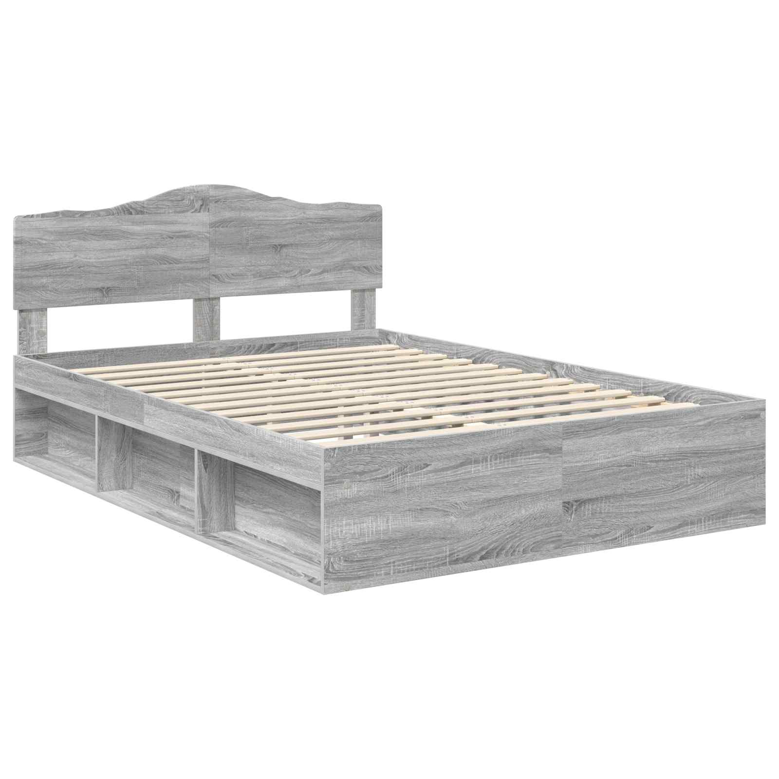 Cadre de lit Gris Sonoma 140 x 190 cm Bois de pin massif - XIOS