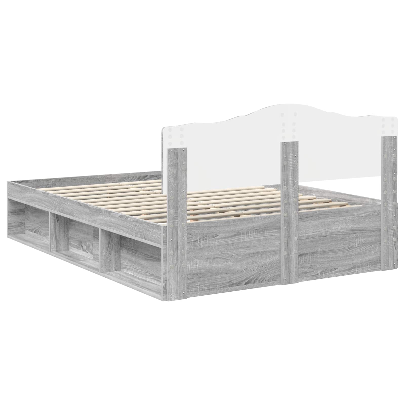 Cadre de lit Gris Sonoma 140 x 190 cm Bois de pin massif - XIOS