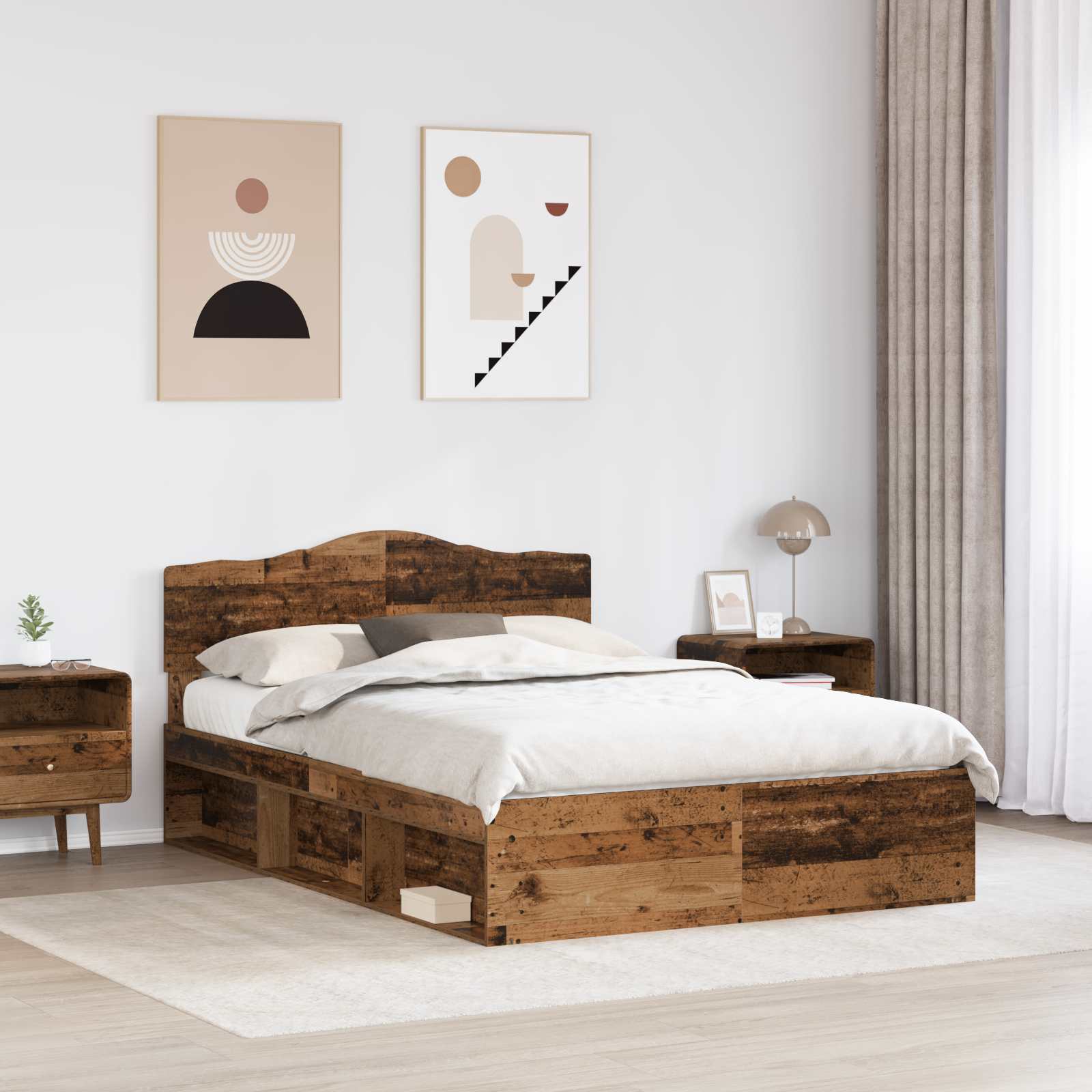 Cadre de lit Bois ancien 140 x 190 cm Bois de pin massif - XIOS