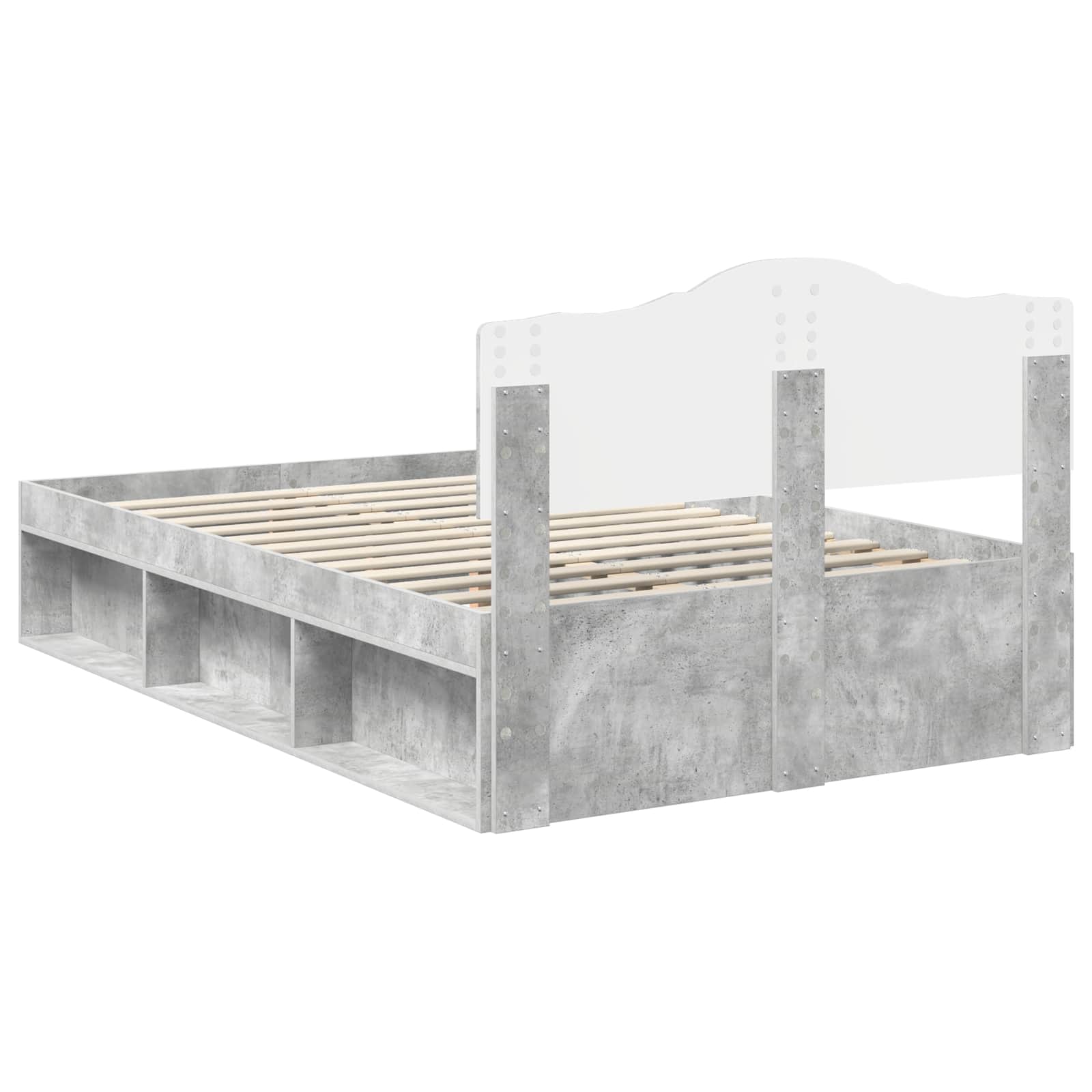 Cadre de lit Gris Béton 135 x 190 cm Bois de pin massif - XIOS
