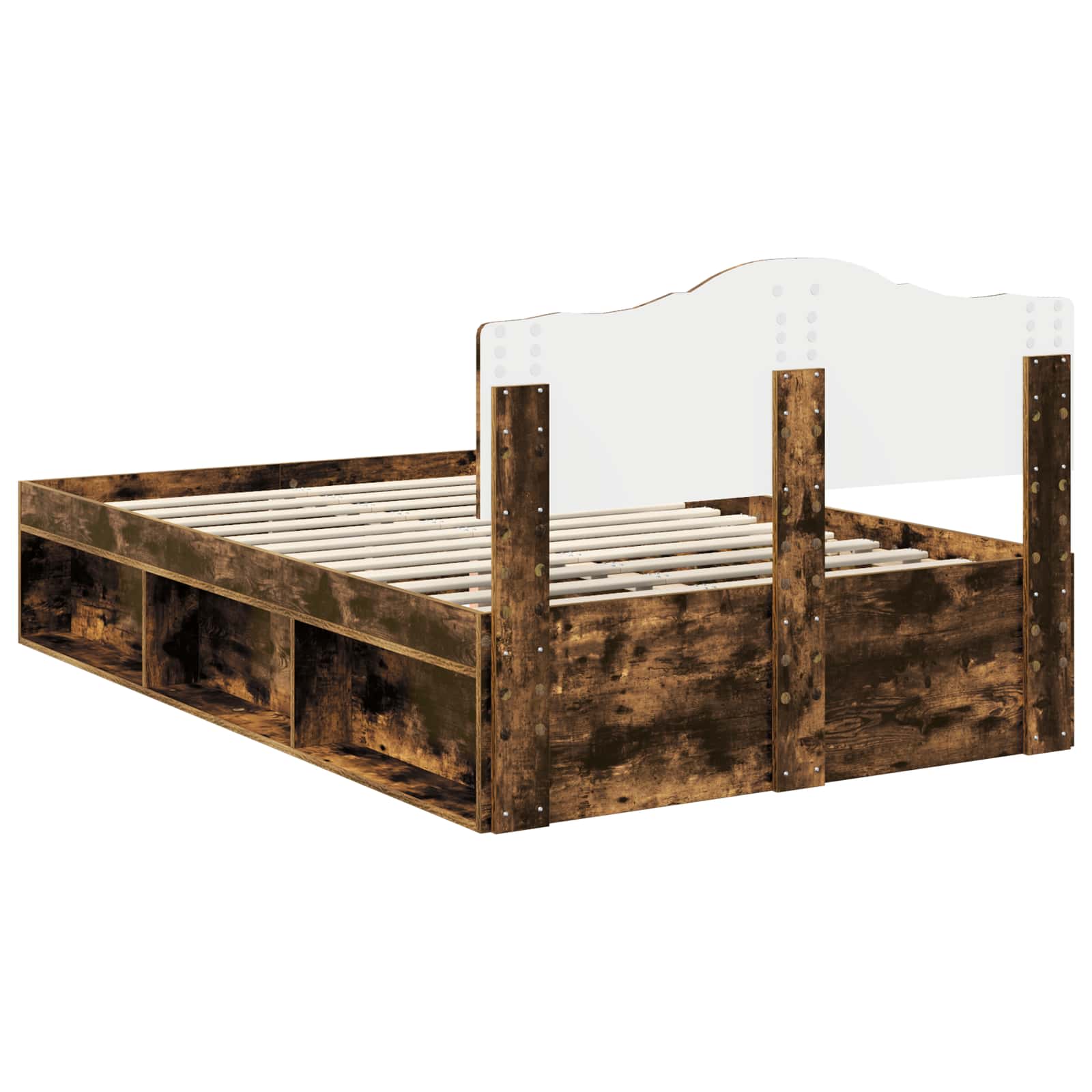 Cadre de lit Chêne fumé 135 x 190 cm Bois de pin massif - XIOS
