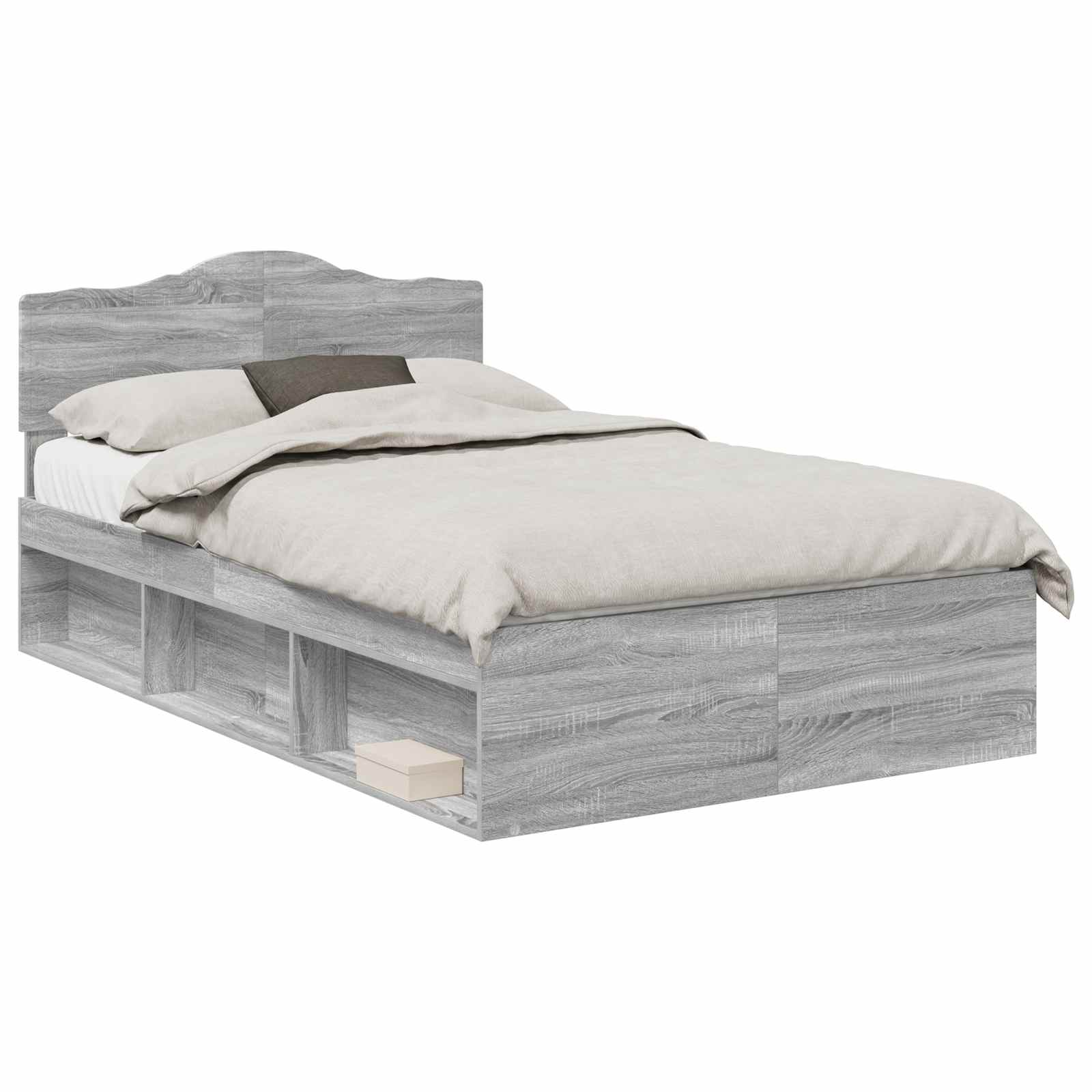 Cadre de lit Gris Sonoma 135 x 190 cm Bois de pin massif - XIOS