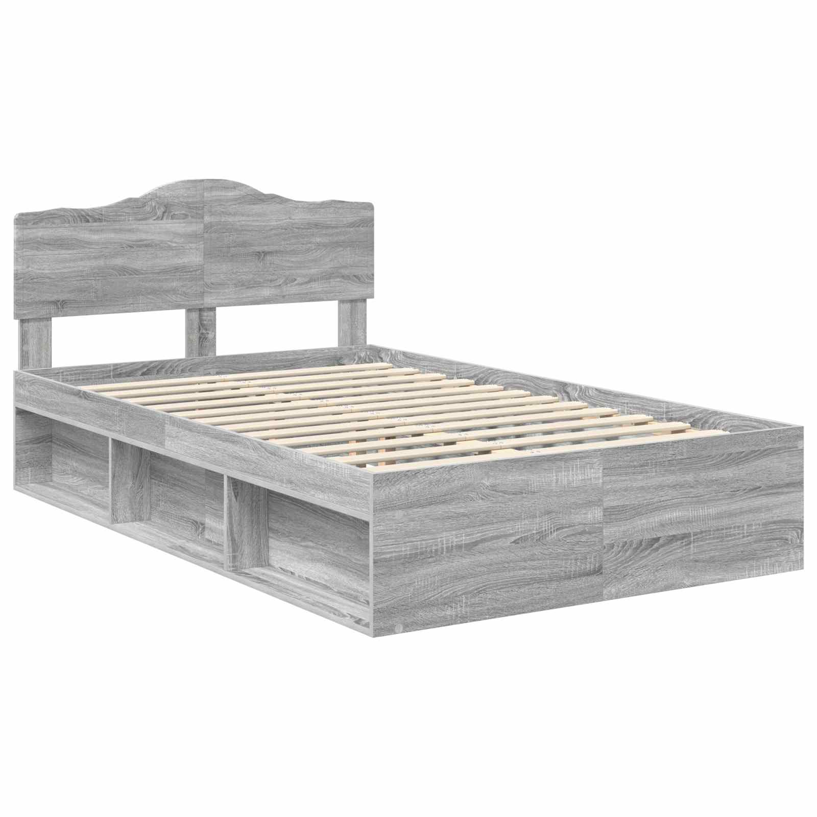 Cadre de lit Gris Sonoma 135 x 190 cm Bois de pin massif - XIOS