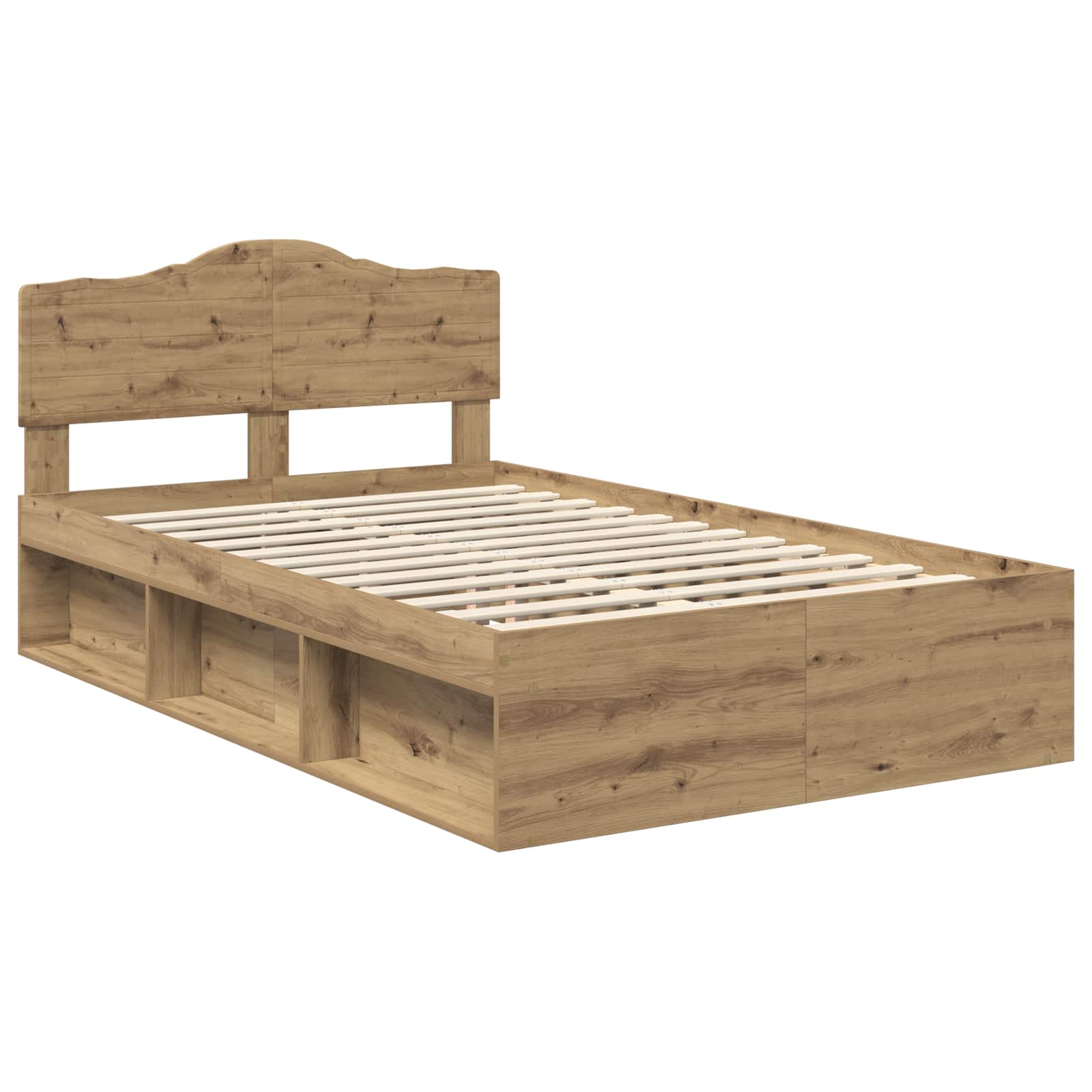 Cadre de lit Chêne artisan 135 x 190 cm Bois de pin massif - XIOS