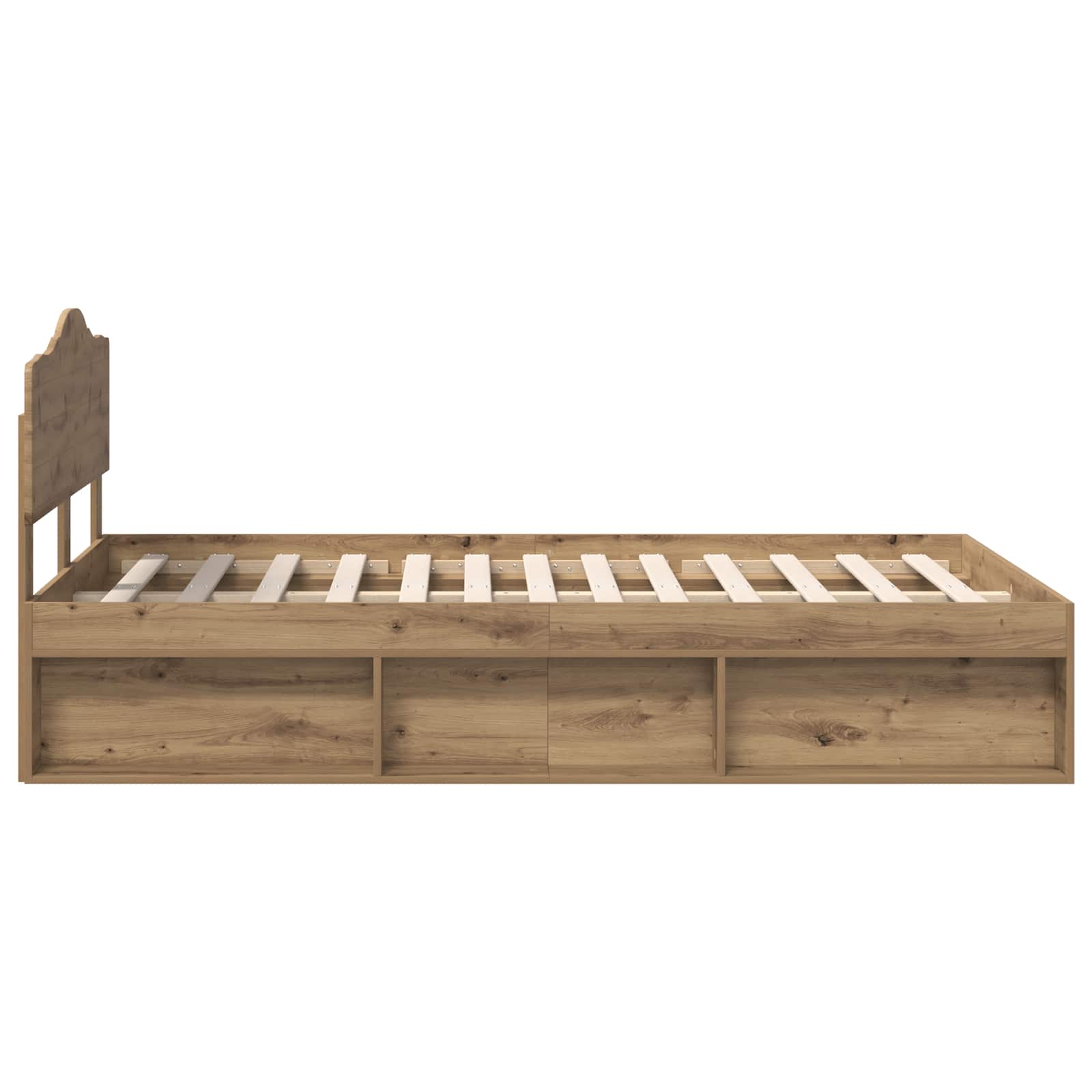 Cadre de lit Chêne artisan 135 x 190 cm Bois de pin massif - XIOS